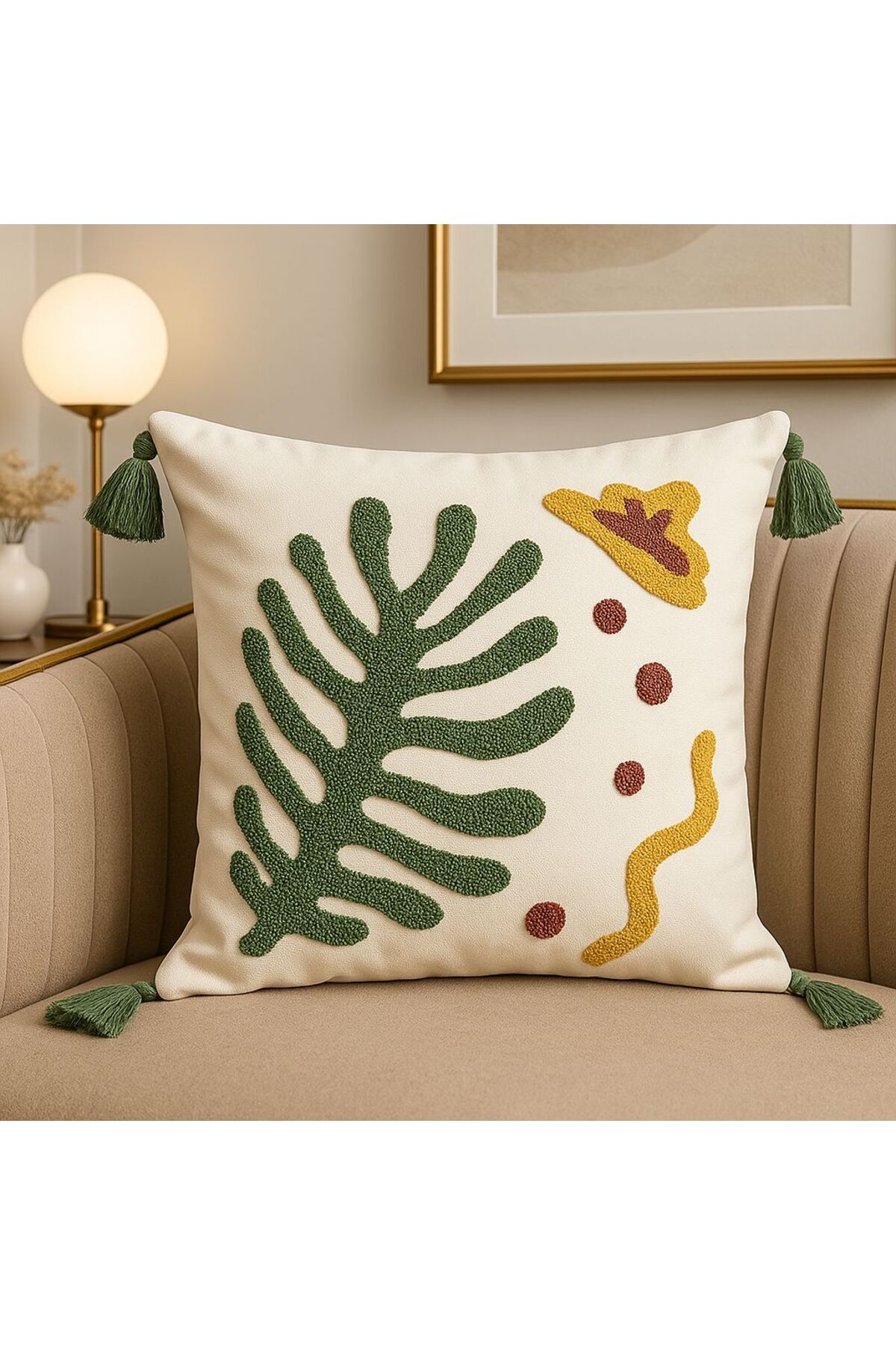 Salteks Punch Panç Nakşlı Dekoratif kırlent Kılıfı (1Adet) 44x44 Cm