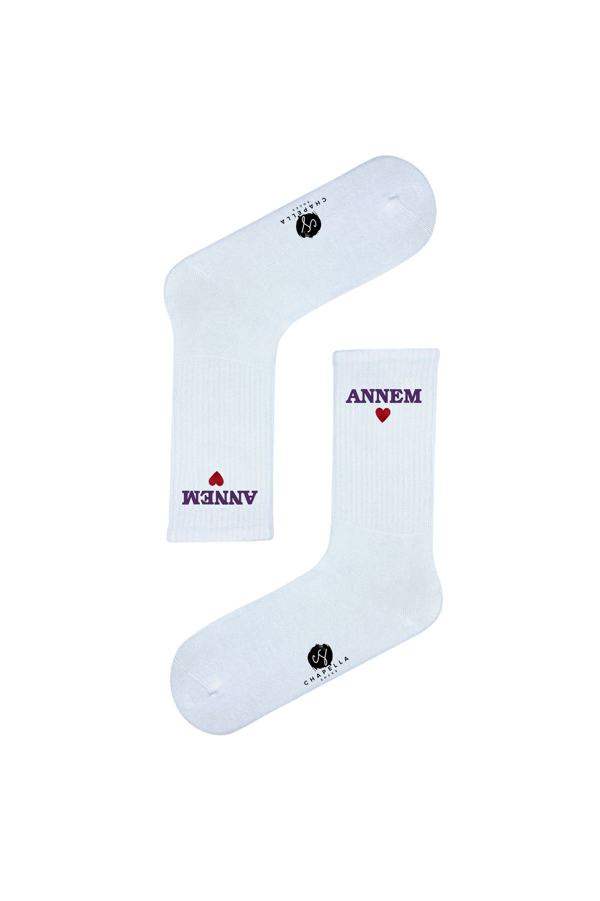 ChapellaSocks Anneler Günü - Nakışlı Unisex Uzun Tenis Çorap- %100 Pamuk ve Rahat!