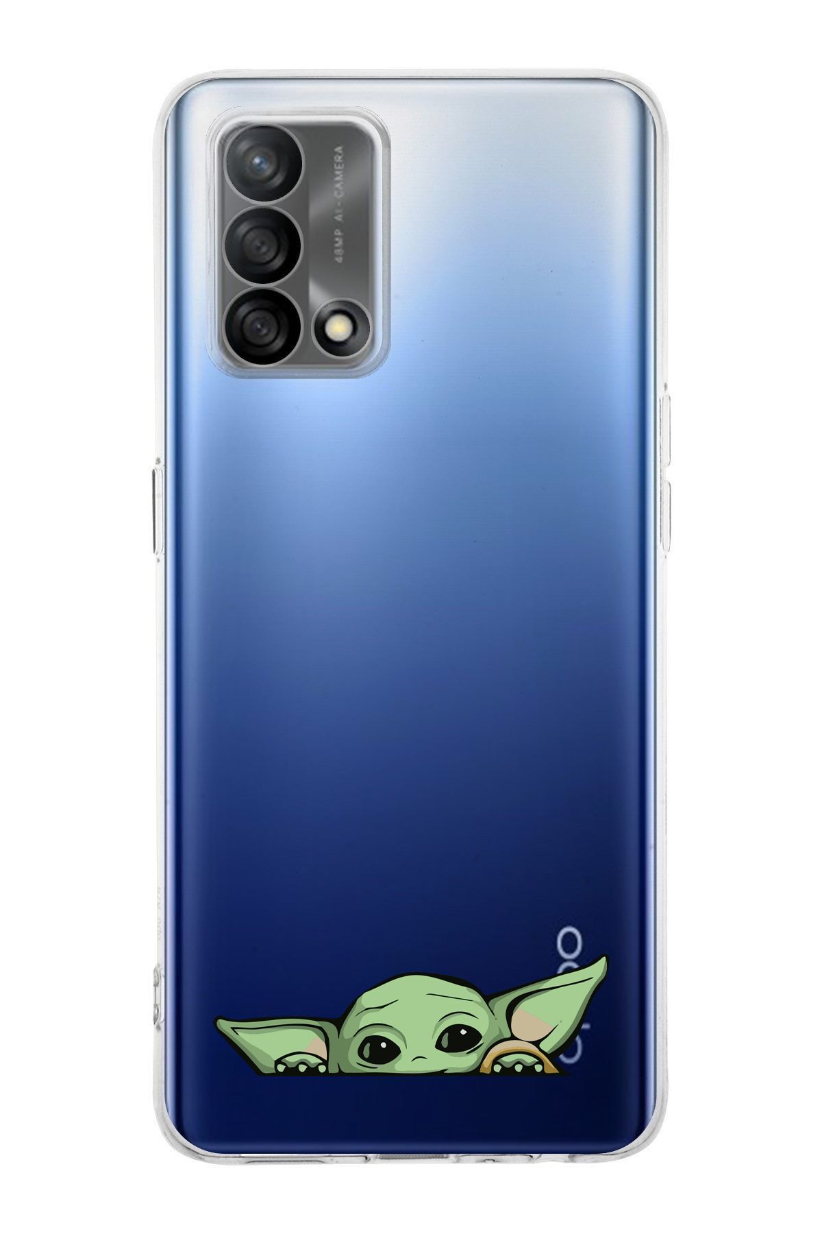 moonset Oppo A74 Uyumlu Yoda Tasarımlı Baskılı Şeffaf Telefon Kılıfı