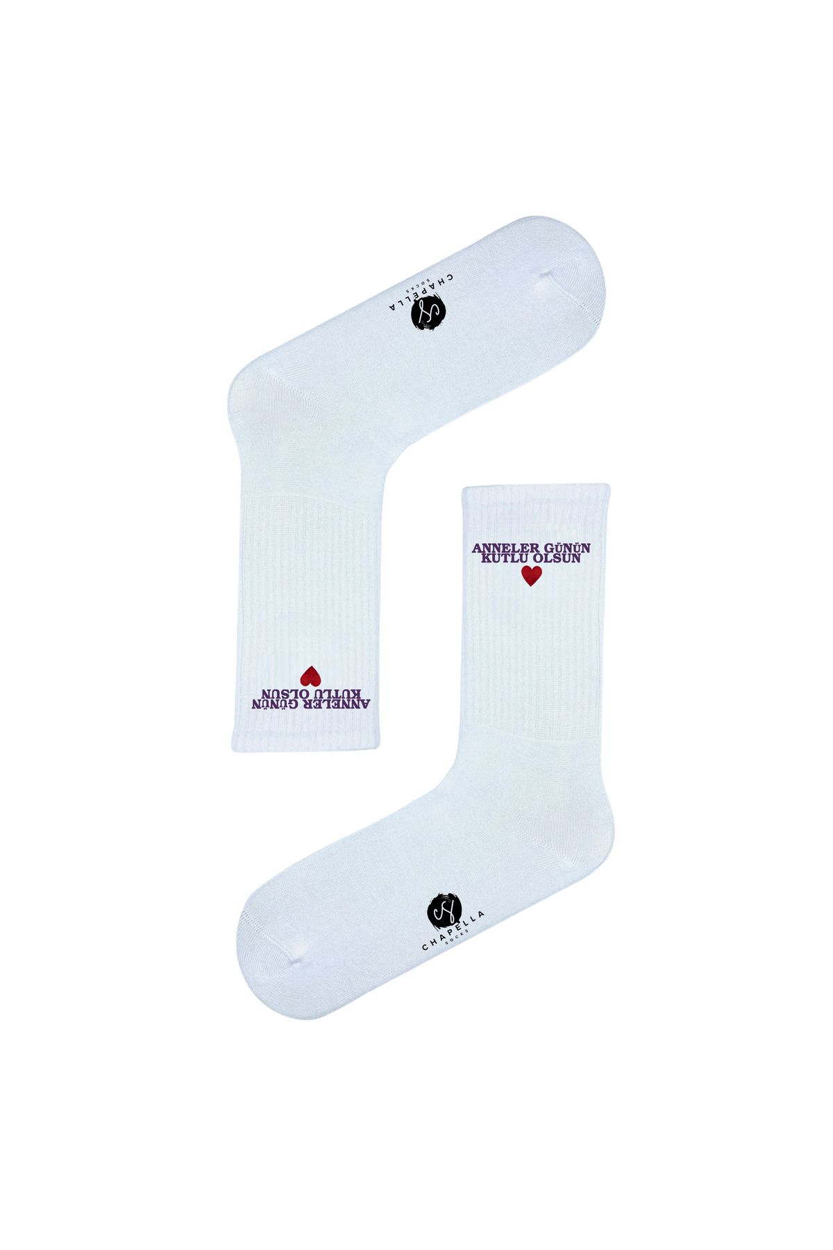 ChapellaSocks Anneler Günü - Nakışlı Unisex Uzun Tenis Çorap- %100 Pamuk ve Rahat!