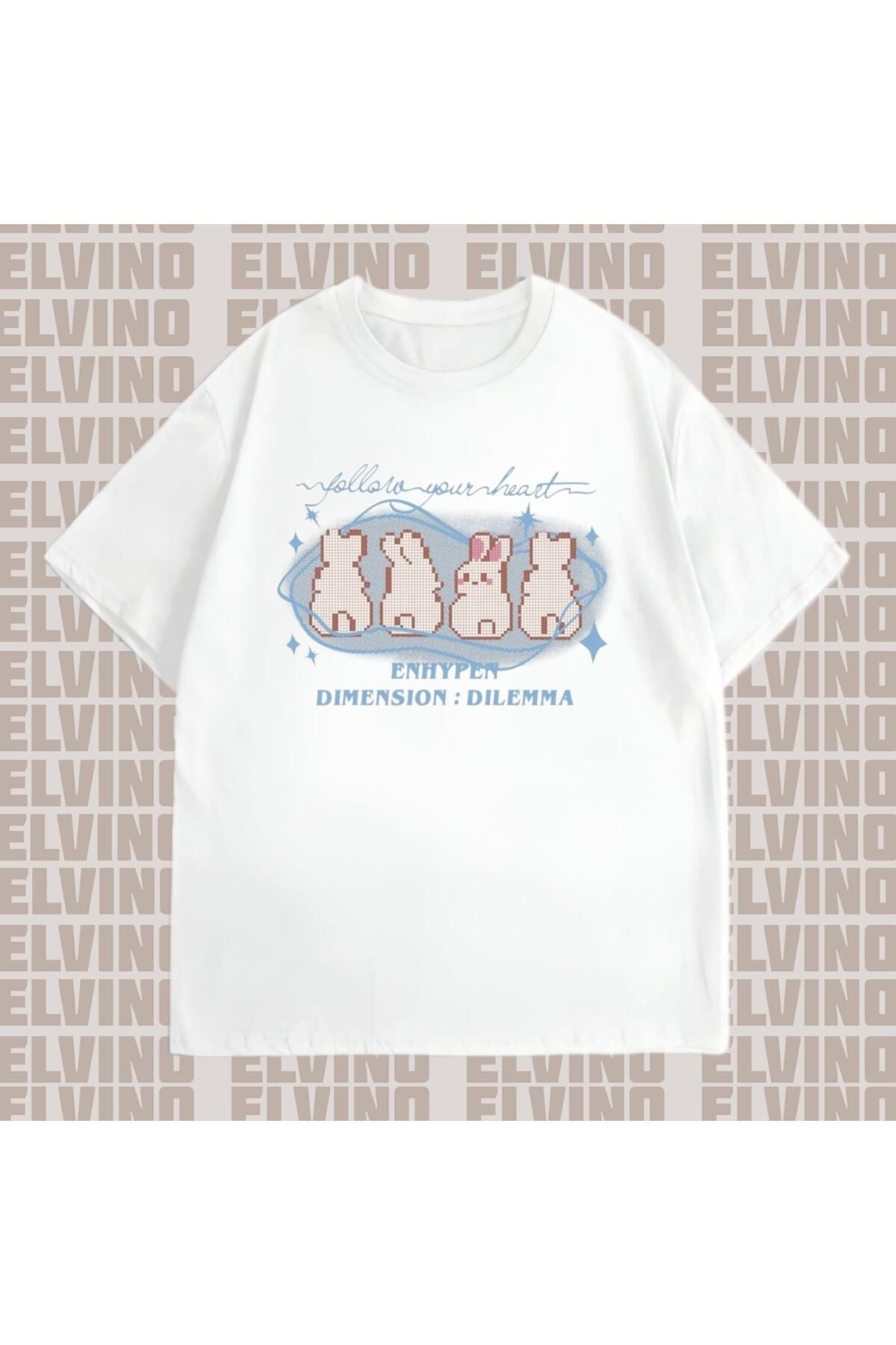 Elvino Tavşan Temalı Oversize Kadın Tshirt
