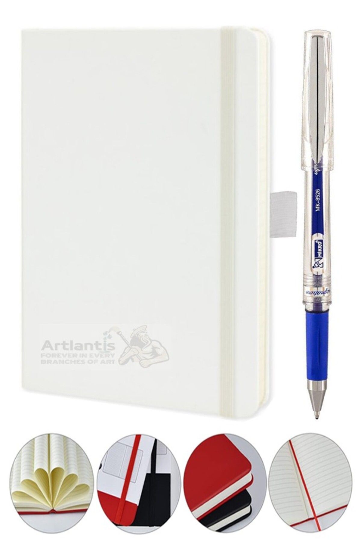 Artlantis Tarihsiz Ajanda Çizgili Sert Kapak Lastikli 13x21 cm ve Pilot Kalem Seti 1 Paket Not Defteri Çizgil