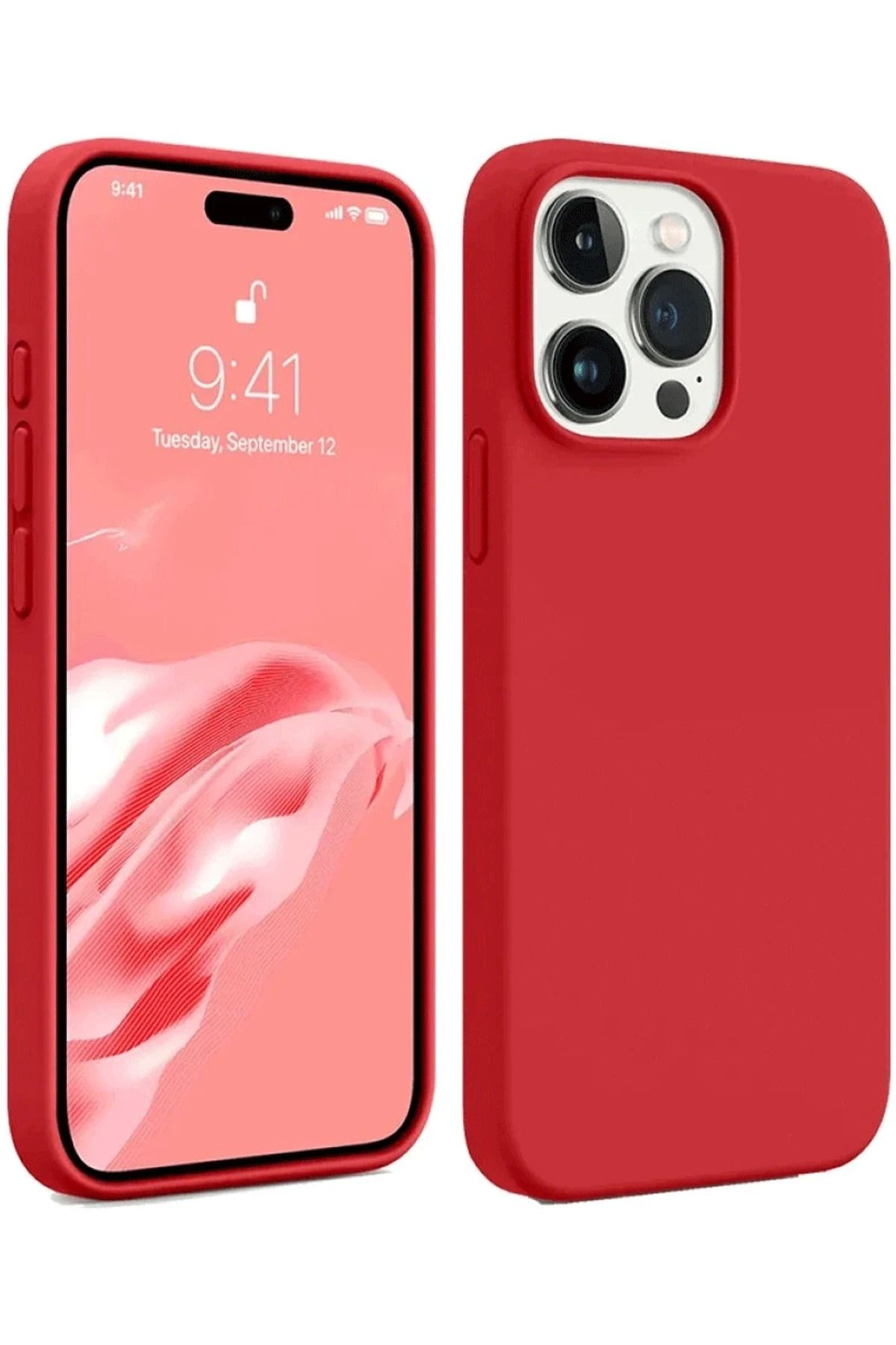 NewFace iPhone 15 Pro Kılıf First Silikon - Kırmızı SVLRS