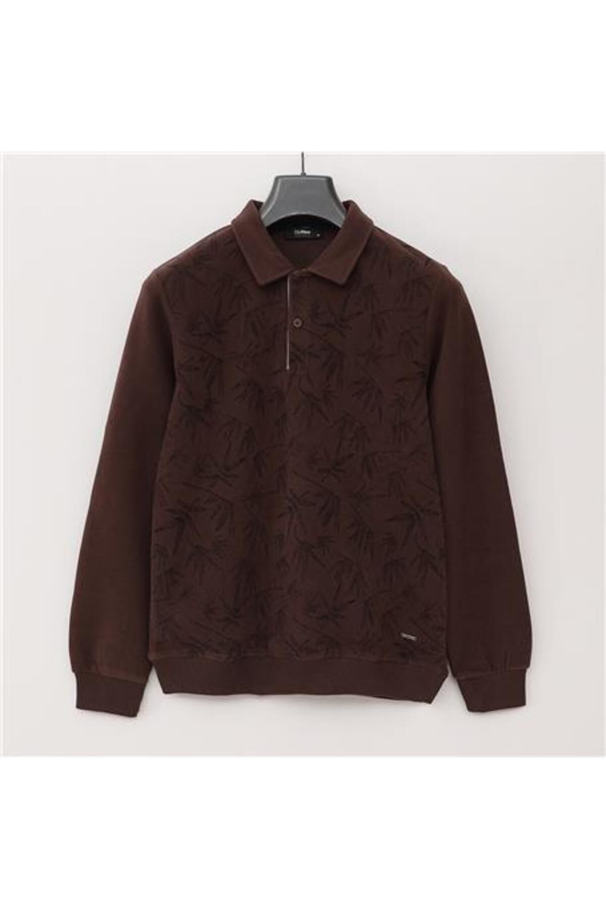 Shop58 Erkek Polo Yaka Uzun Kol Kadife Kazak - PPS-2506 - Badem Yeşili