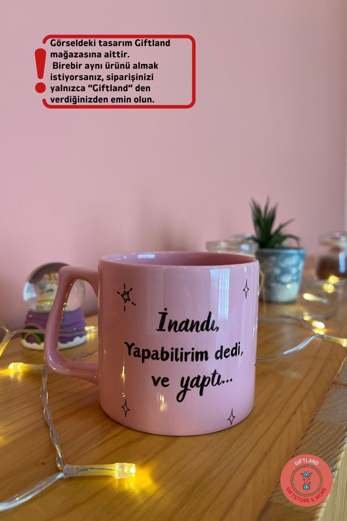giftland giftstore more Pembe Motivasyon Kupa Yapabilirim Dedi ve Yaptı Yazılı Bardak