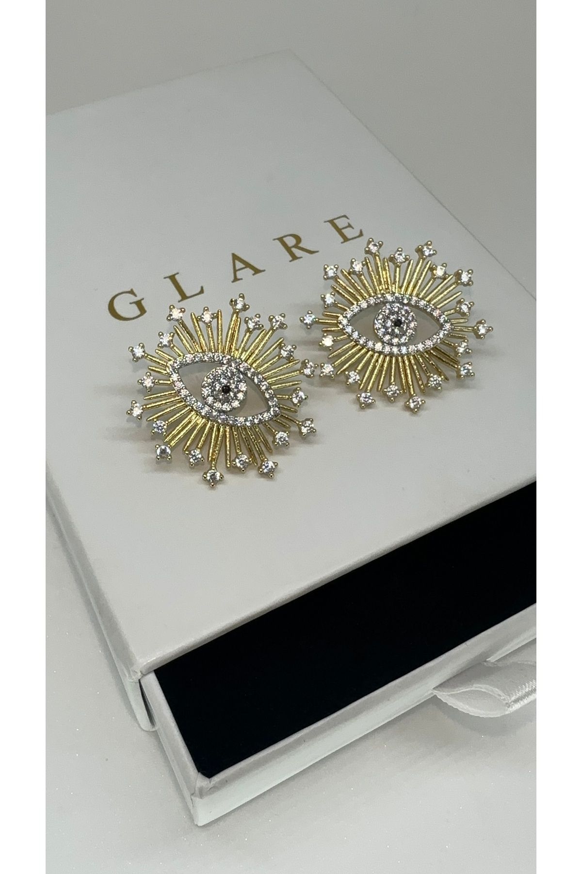 GLARE JEWELRY Göz Model Tasarım Gold Paslanmaz Çelik Küpe