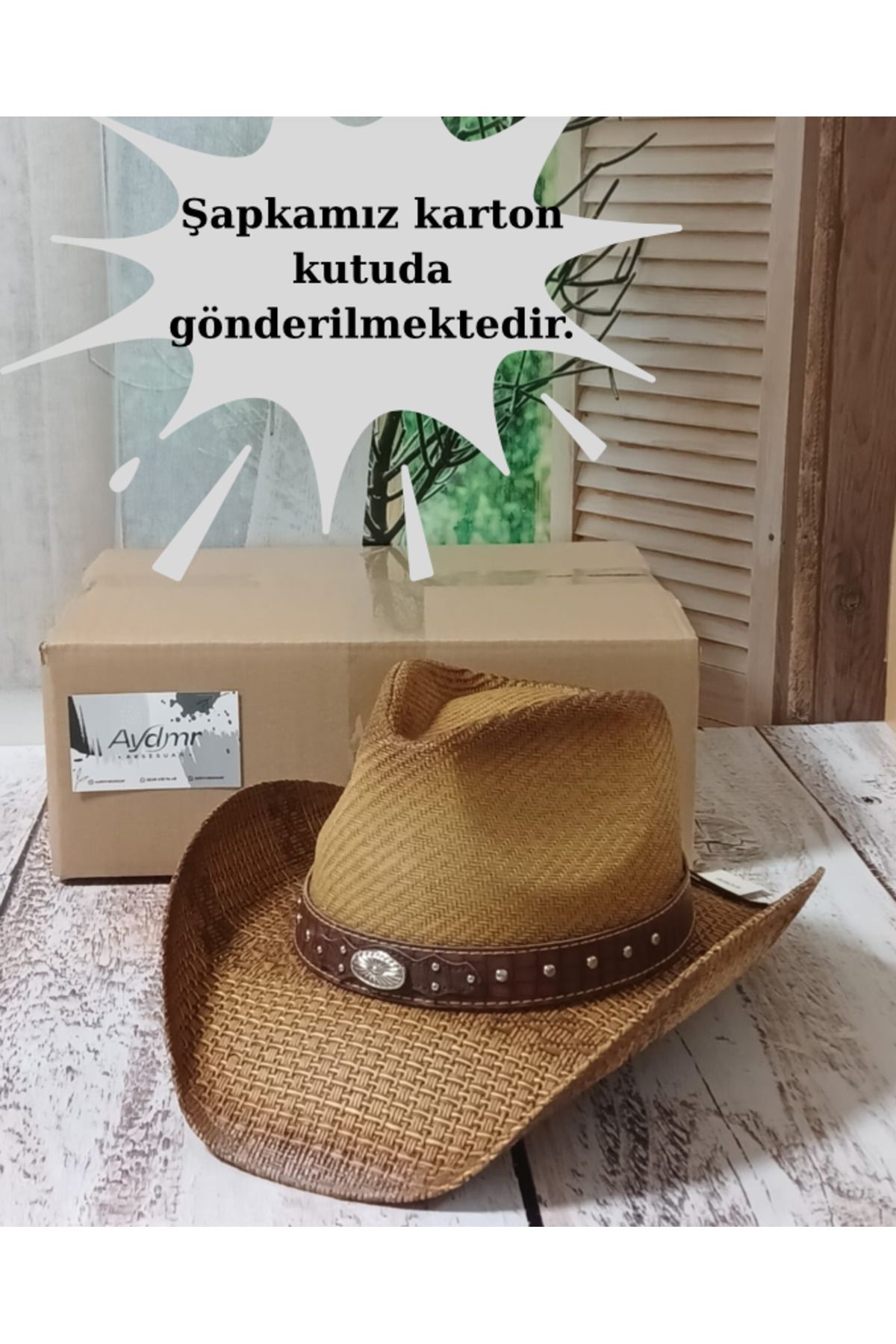 Aydmr Aksesuar Unisex Lüks Kovboy Hasır Şapka