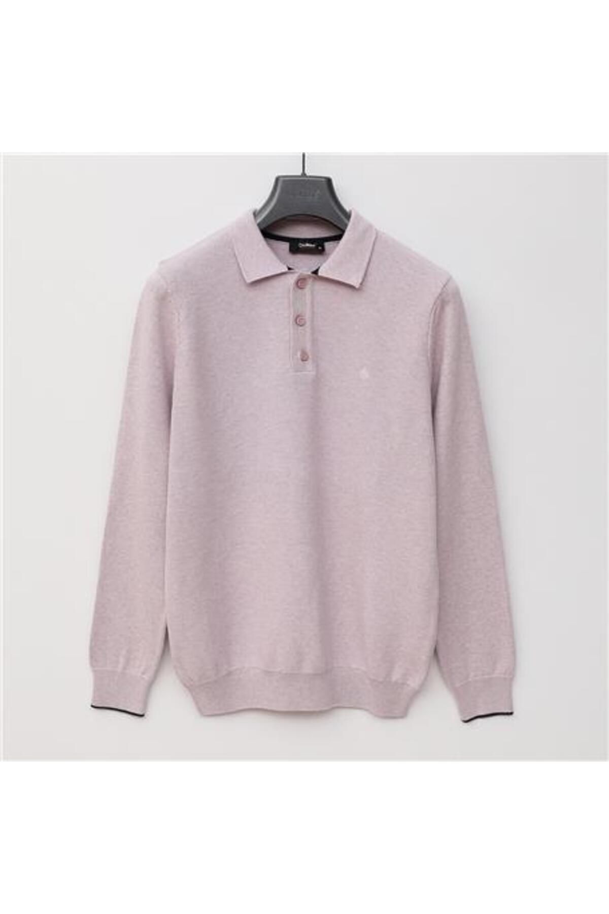 Shop58 Erkek Polo Yaka Uzun Kol Triko Kazak - 189090 - Lila Melanj