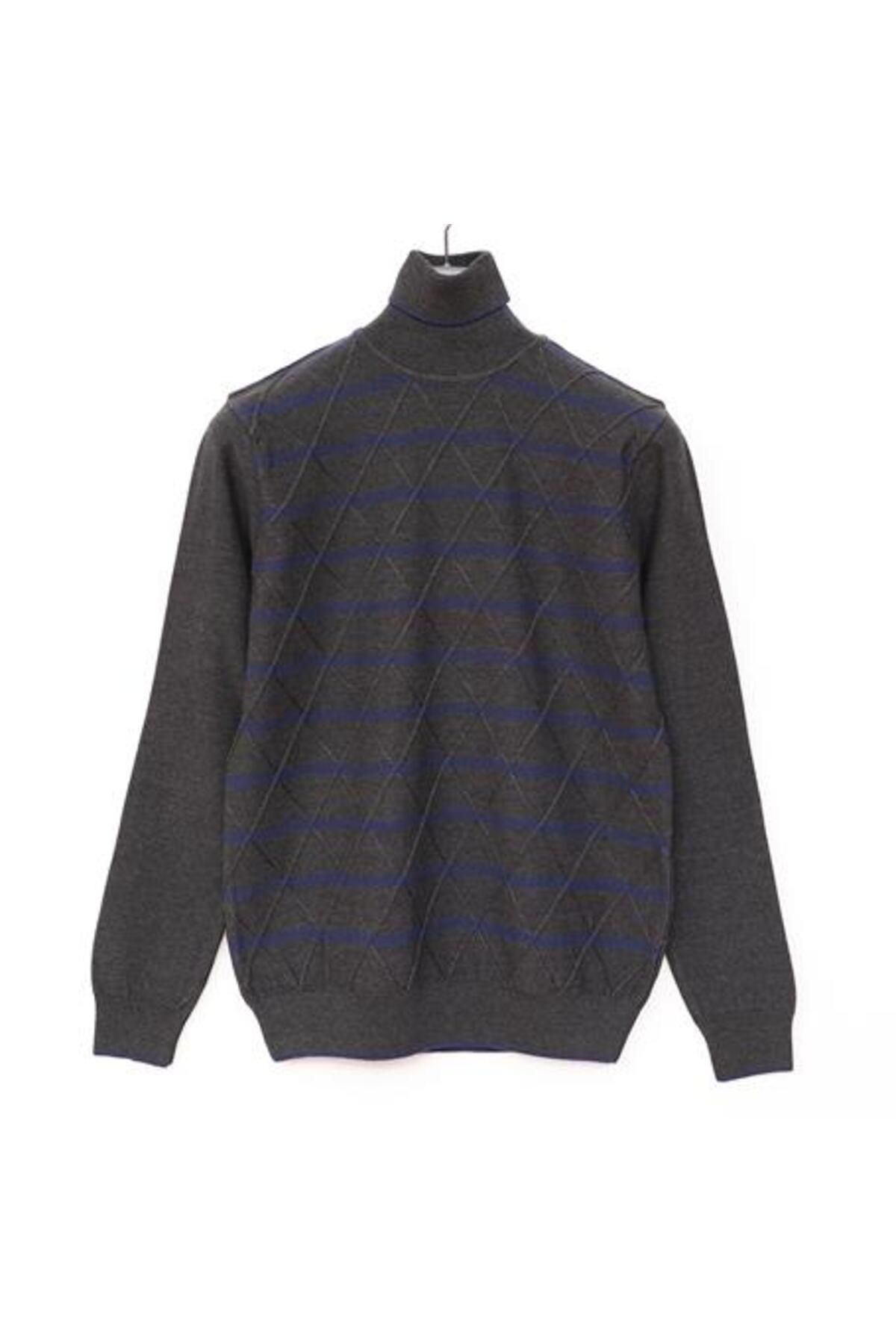 Shop58 Erkek Uzun Kol Balıkçı Yaka Triko Kazak - 189232 - Antrasit