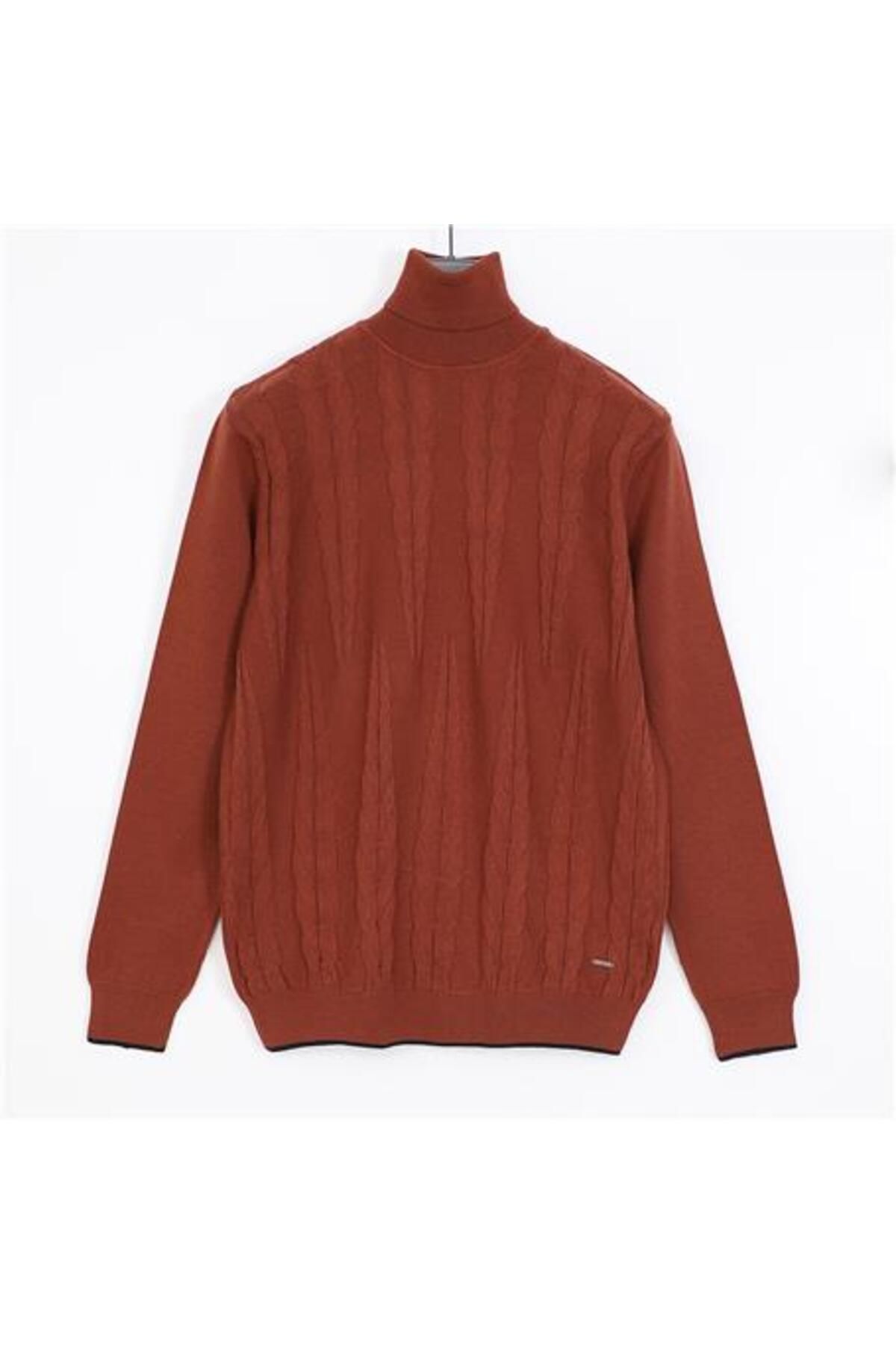 Shop58 Erkek Uzun Kol Balıkçı Yaka Triko Kazak - 189231 - Kiremit