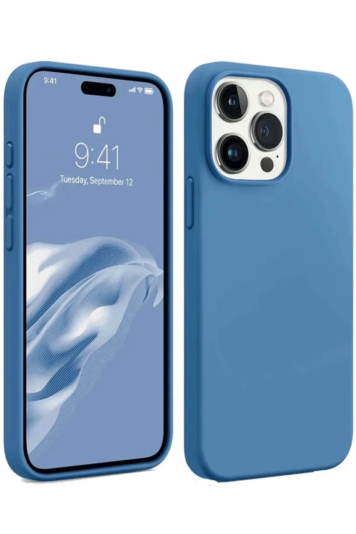 NewFace iPhone 15 Pro Kılıf First Silikon - Mavi SVLRS