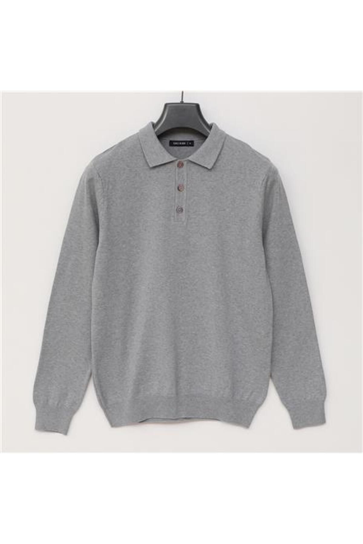 Shop58 Erkek Polo Yaka Uzun Kol Triko - 180540 - Açık  Melanj