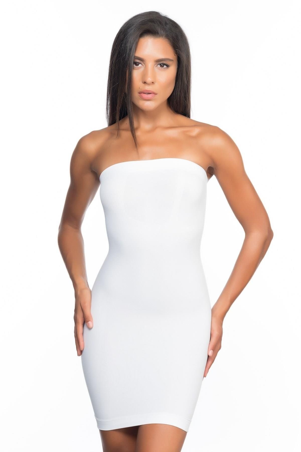 Beruflic BEYAZ MI Angel 5065 Straplez Elbise Korse