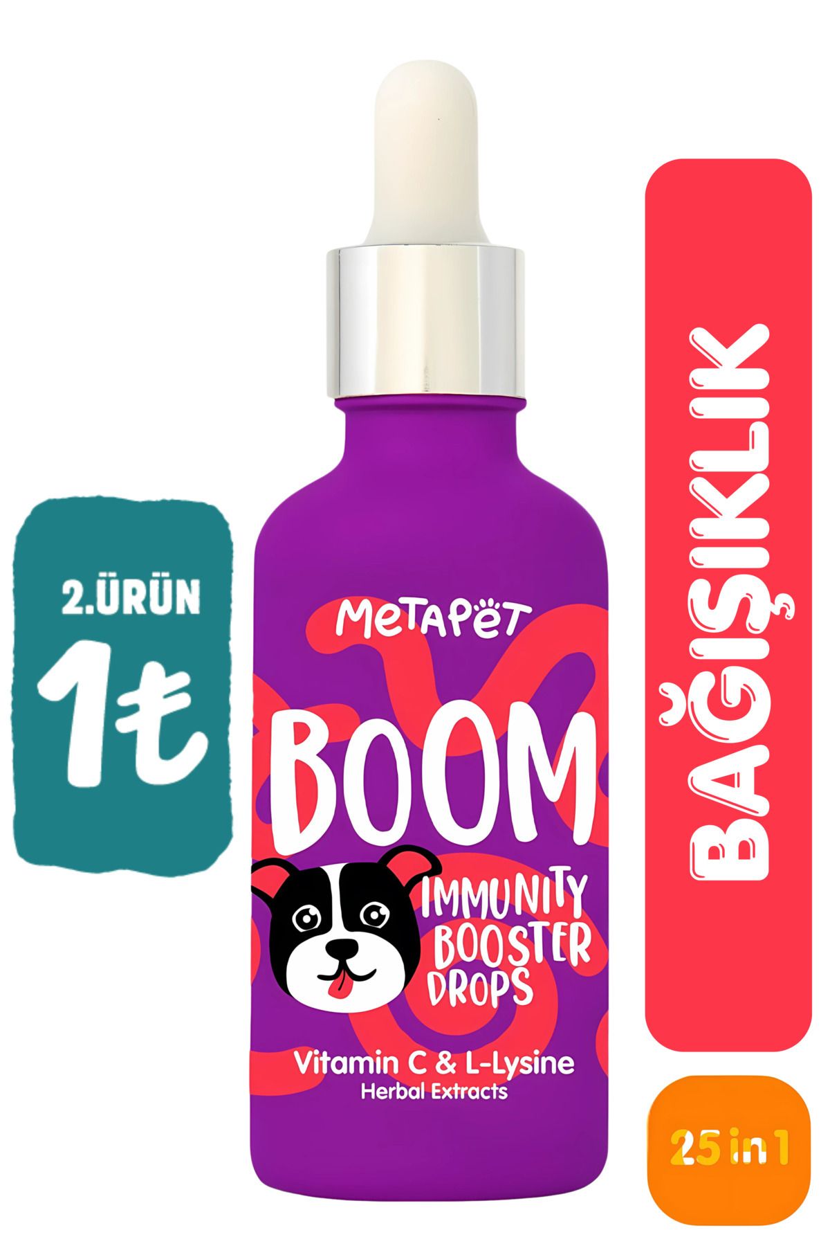 Metapet Köpekler için Bağışıklık Sistemi Güçlendirici, C Vitamini ve Lysine Vitaminleri Bağışıklığı Damla