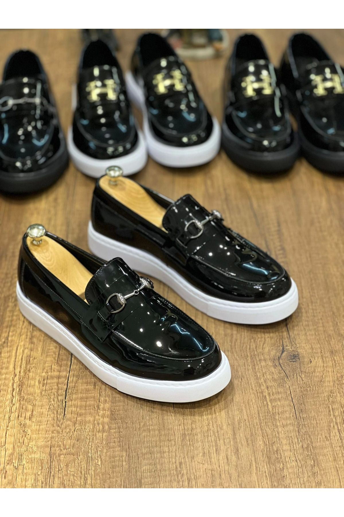 POLEXP KB-027 Kuback Bağcıksız Siyah Rugan G Günlük Erkek Ayakkabı