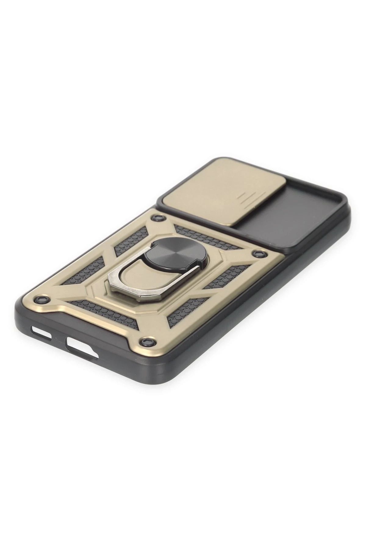 NewFace Samsung Galaxy S23 FE Kılıf Pars Lens Yüzüklü Silikon - Gold SVLRS
