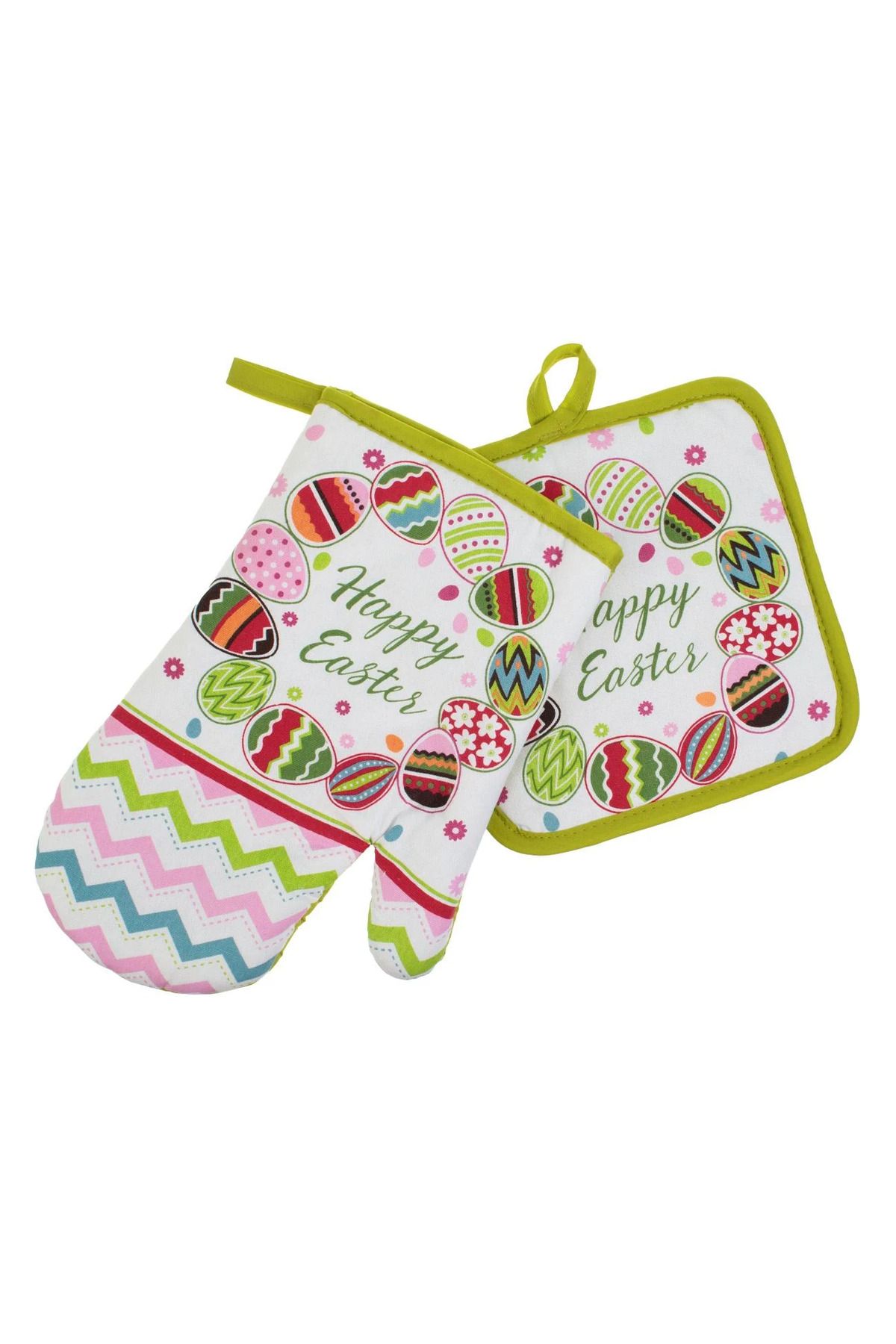 Home 2'li Fırın Eldiveni Seti – Happy Easter, Isıya Dayanıklı, Hediyelik Premium Kalite
