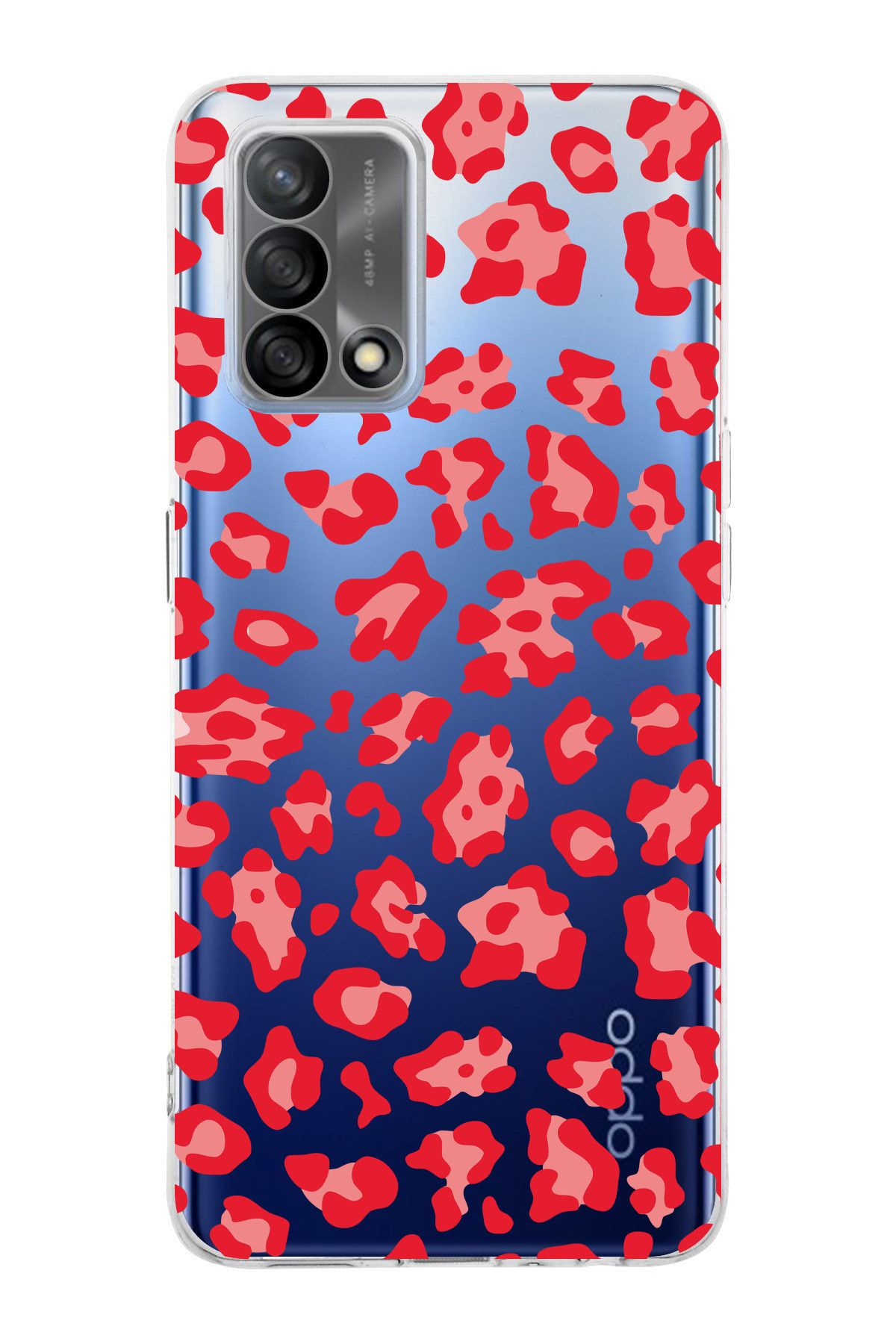 moonset Oppo A74 Uyumlu Leopar Desen Tasarımlı Baskılı Şeffaf Telefon Kılıfı