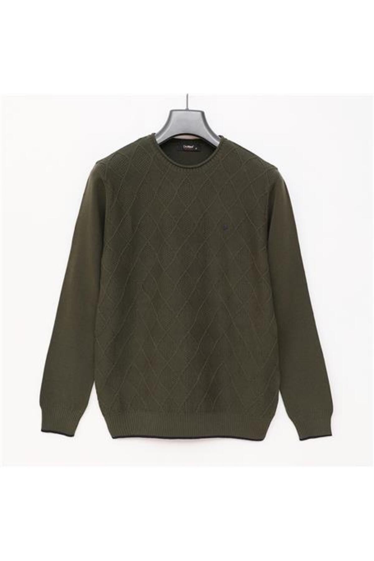Shop58 Erkek Uzun Kol Bisiklet Yaka Triko Kazak - 189399 - Koyu Sarı