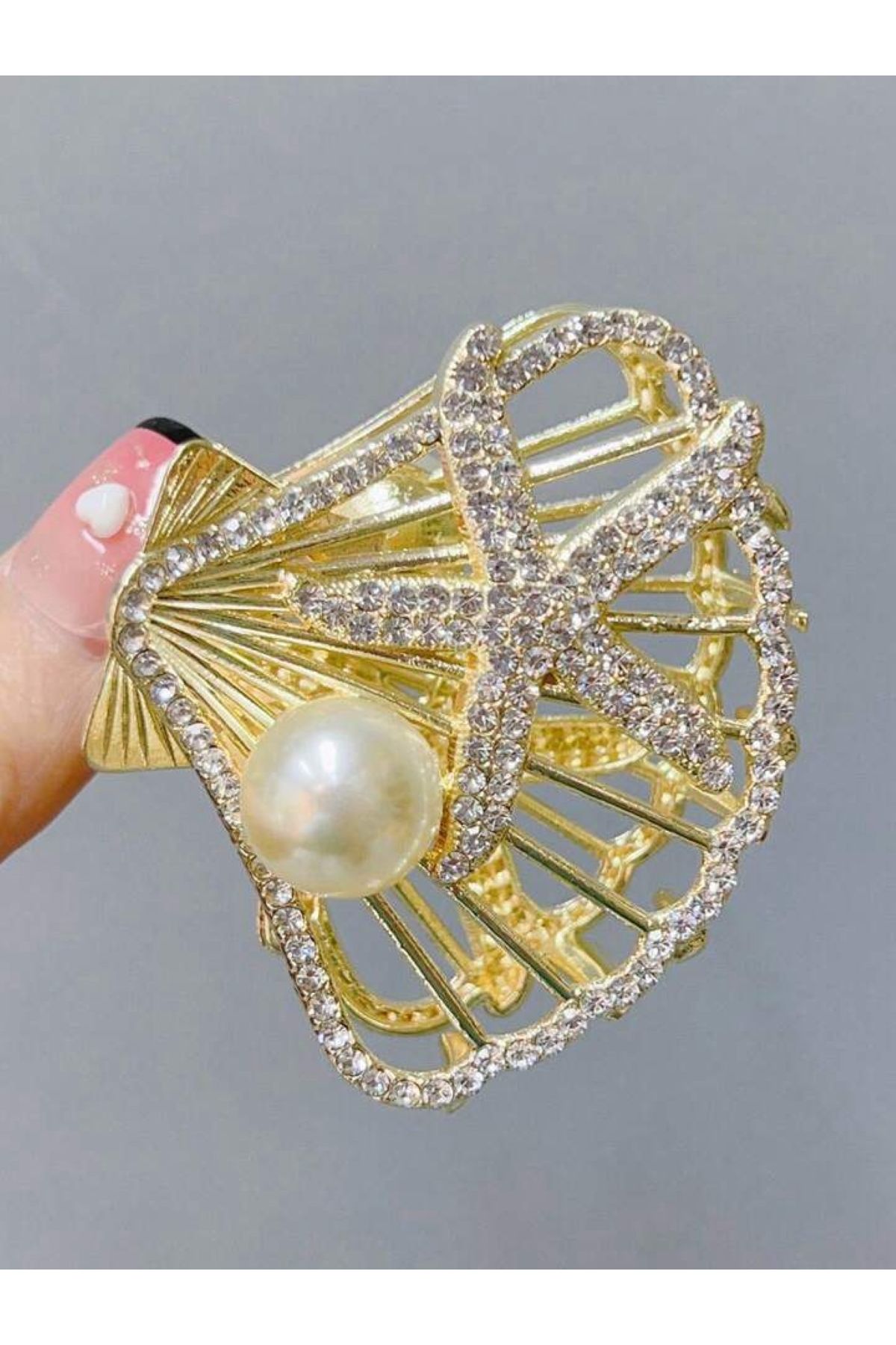 İD ACCESSORİES Taşlı Metal Mandal Toka