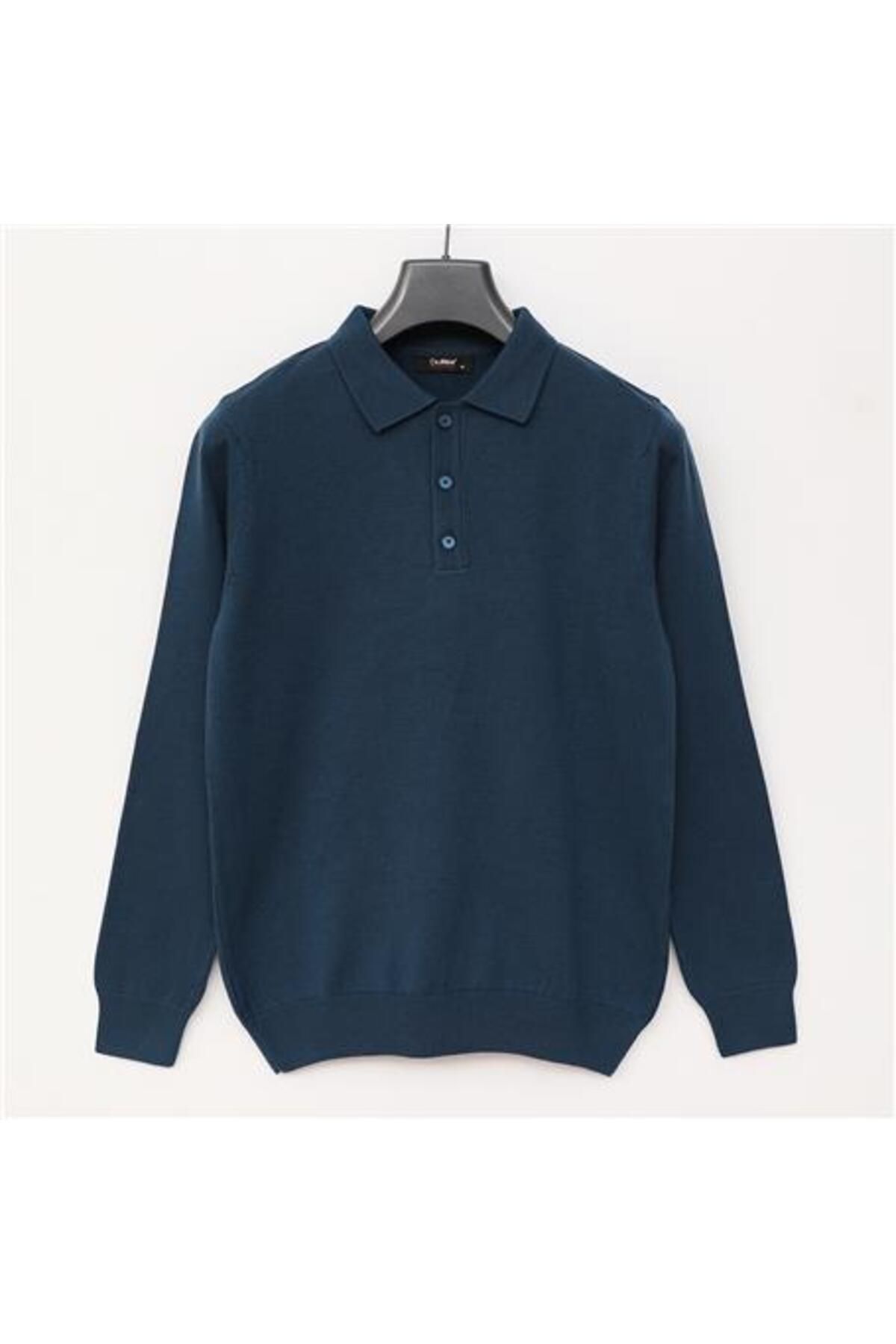 Shop58 Erkek Polo Yaka Uzun Kol Triko - 180540-1 - Petrol