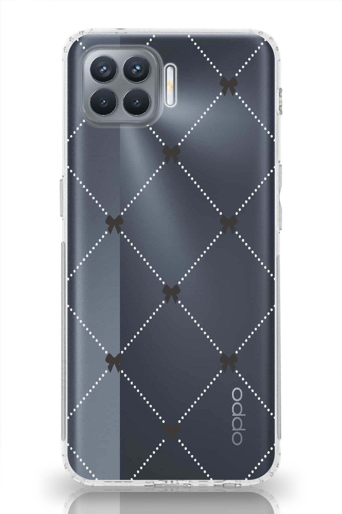 moonset Oppo Reno 4 Lite Uyumlu Kurdeleler Tasarımlı Baskılı Şeffaf Telefon Kılıfı