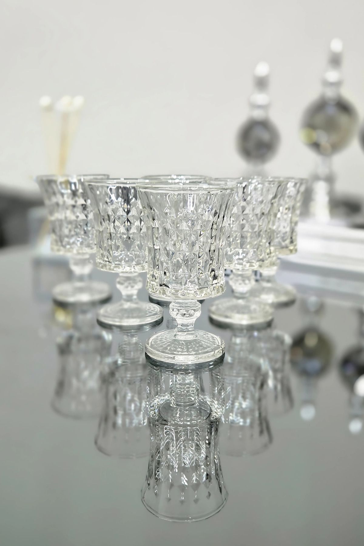 Yaren Style 6 lı Kristal Desenli Premum Kahve Yanı Su Bardağı 105ML