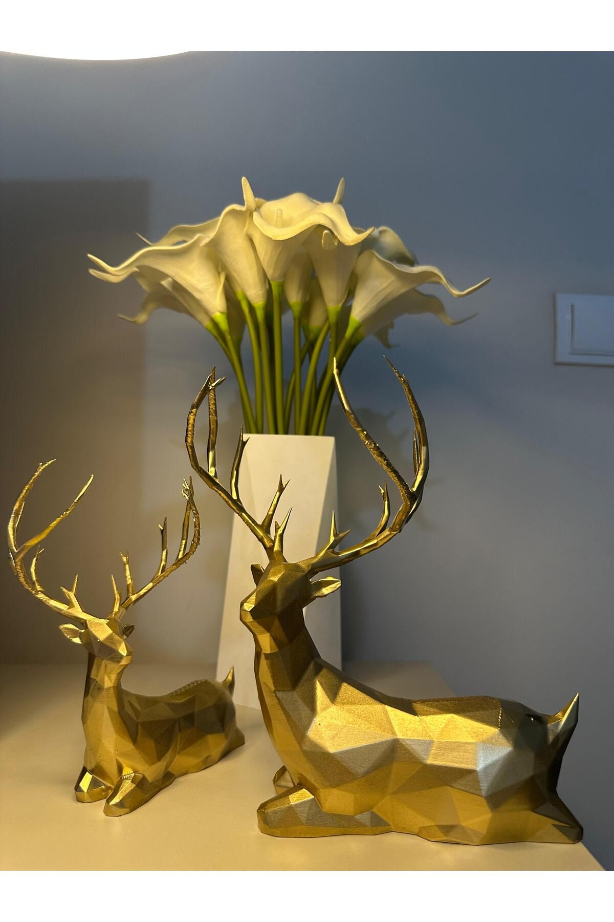 NKATEİLER Modern Geyik Biblo 2'li Set Gold (ALTIN) (22CM)