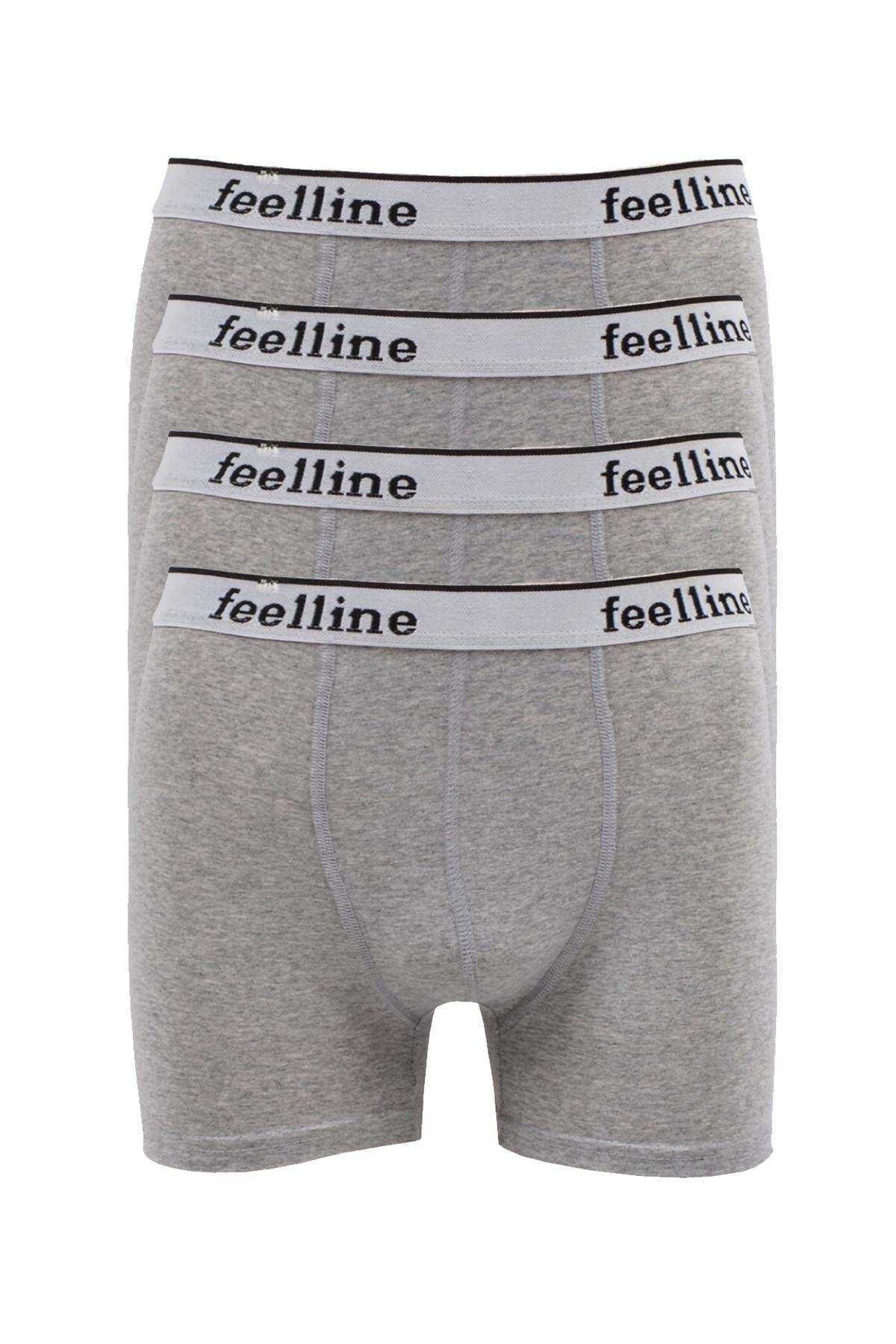 Shop58 4 adet Feelline Gri Pamuklu Doğal Likralı Erkek Boxer