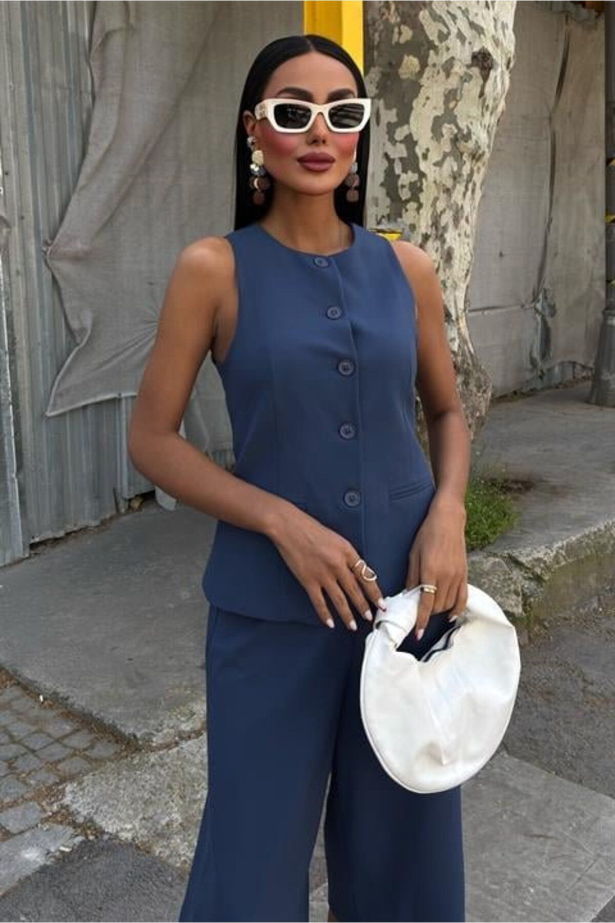 TUA MODA-Tua Moda Viscon Suit with Midi Shorts and Vest 10167 3