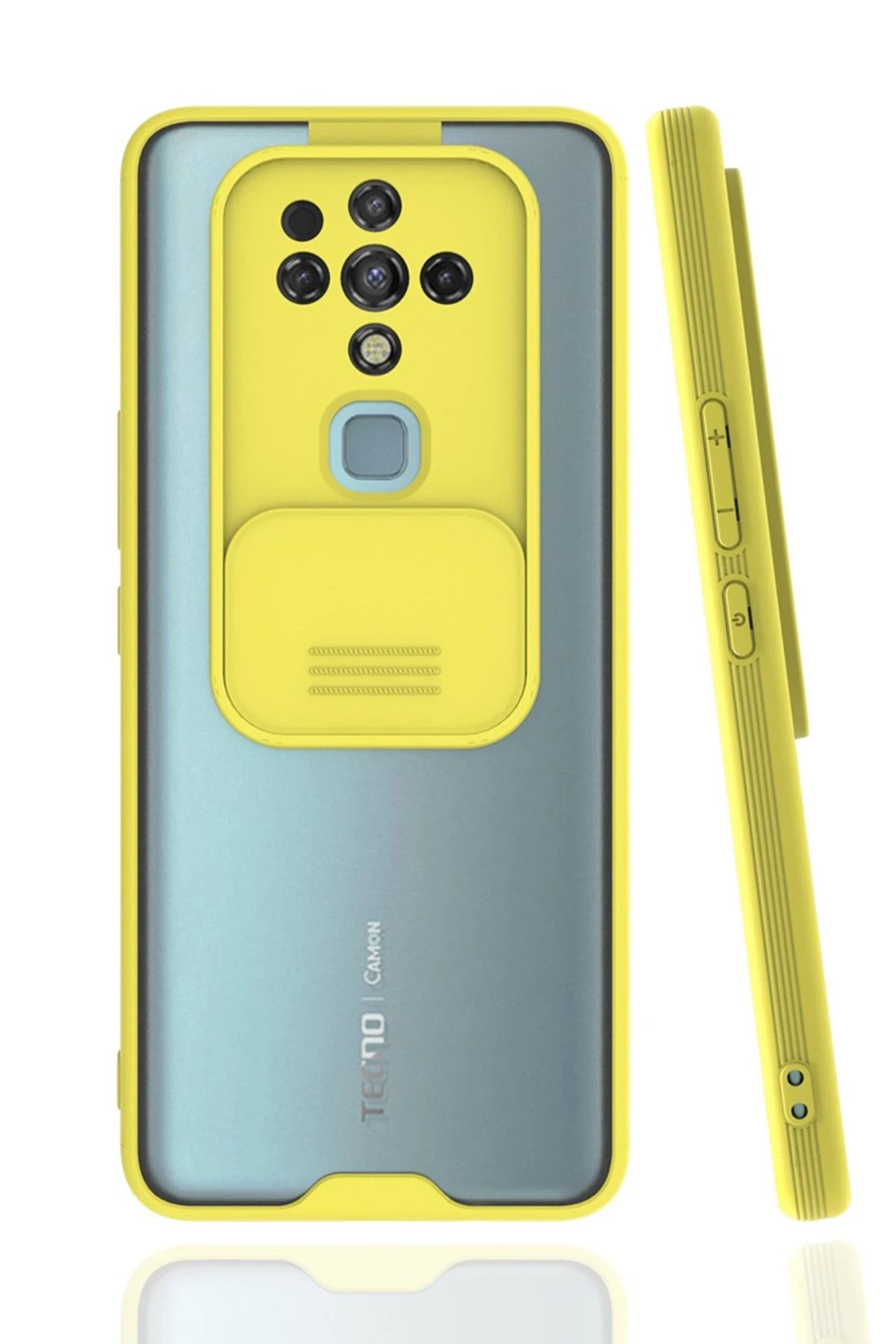 NewFace Tecno Camon 16 Kılıf Platin Kamera Koruma Silikon - Sarı WLZOR