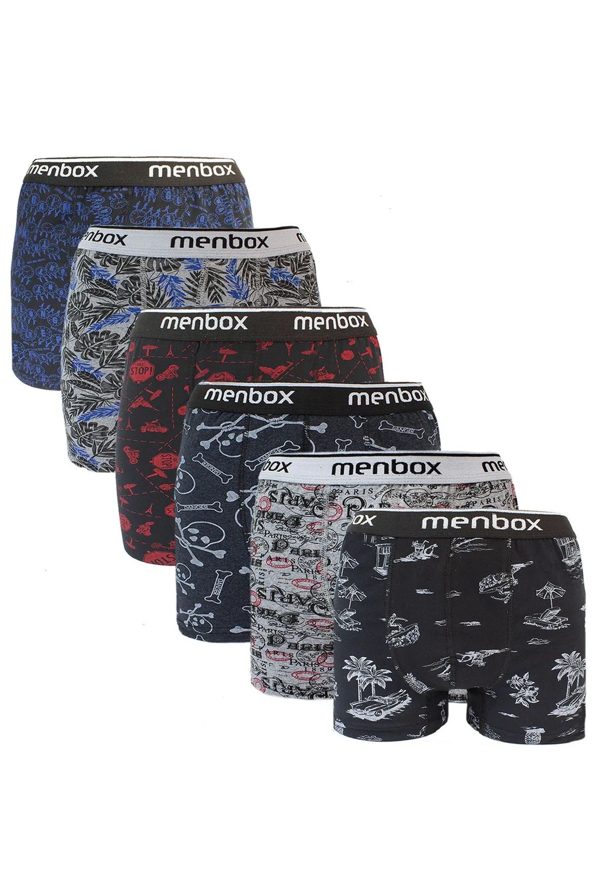 Shop58 6 Adet Likralı Erkek Boxer Karışık Desenli Pamuklu