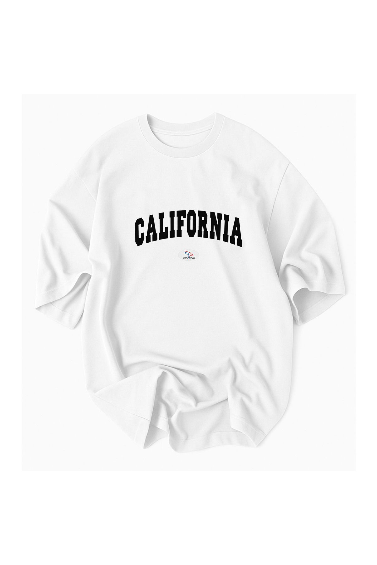 Racıng California Usa Spor Baskılı %100 Pamuklu Oversize Tshirt tişört