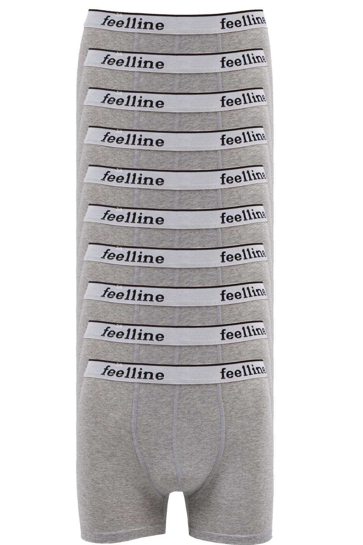 Shop58 10 adet Gri Pamuklu Doğal Likralı Erkek Boxer