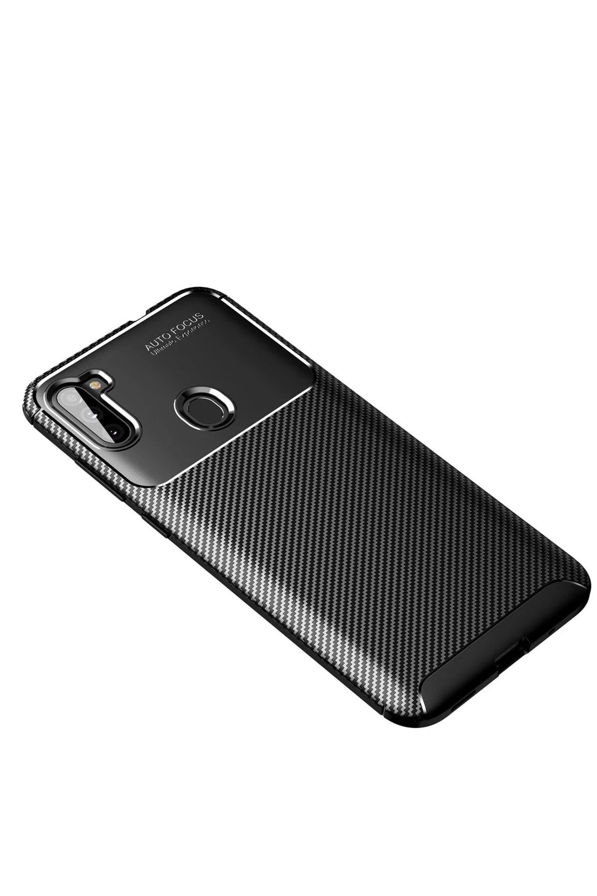 NewFace Samsung Galaxy A11 Kılıf Auto Focus Karbon Kapak - Siyah SVLRS
