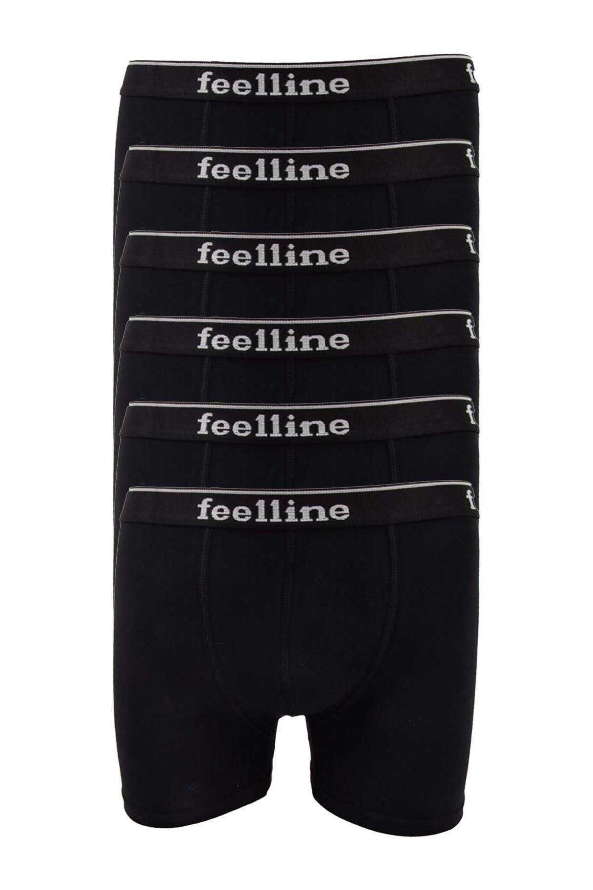 Shop58 6 adet  Siyah Pamuklu Doğal Likralı Erkek Boxer