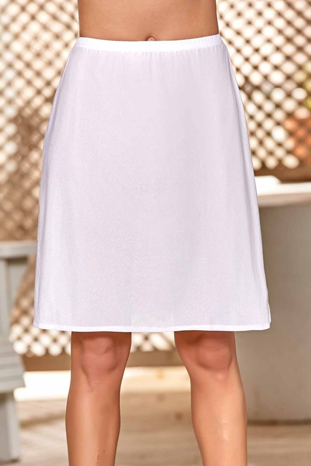 Shop58 Kadın Jarse Jüpon Beyaz 11003B