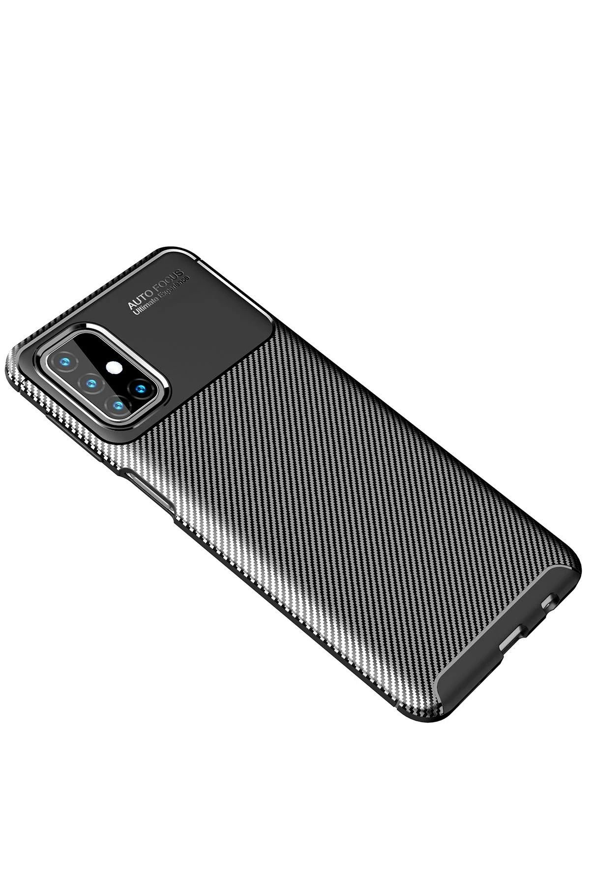 NewFace Samsung Galaxy M31S Kılıf Auto Focus Karbon Kapak - Siyah SVLRS