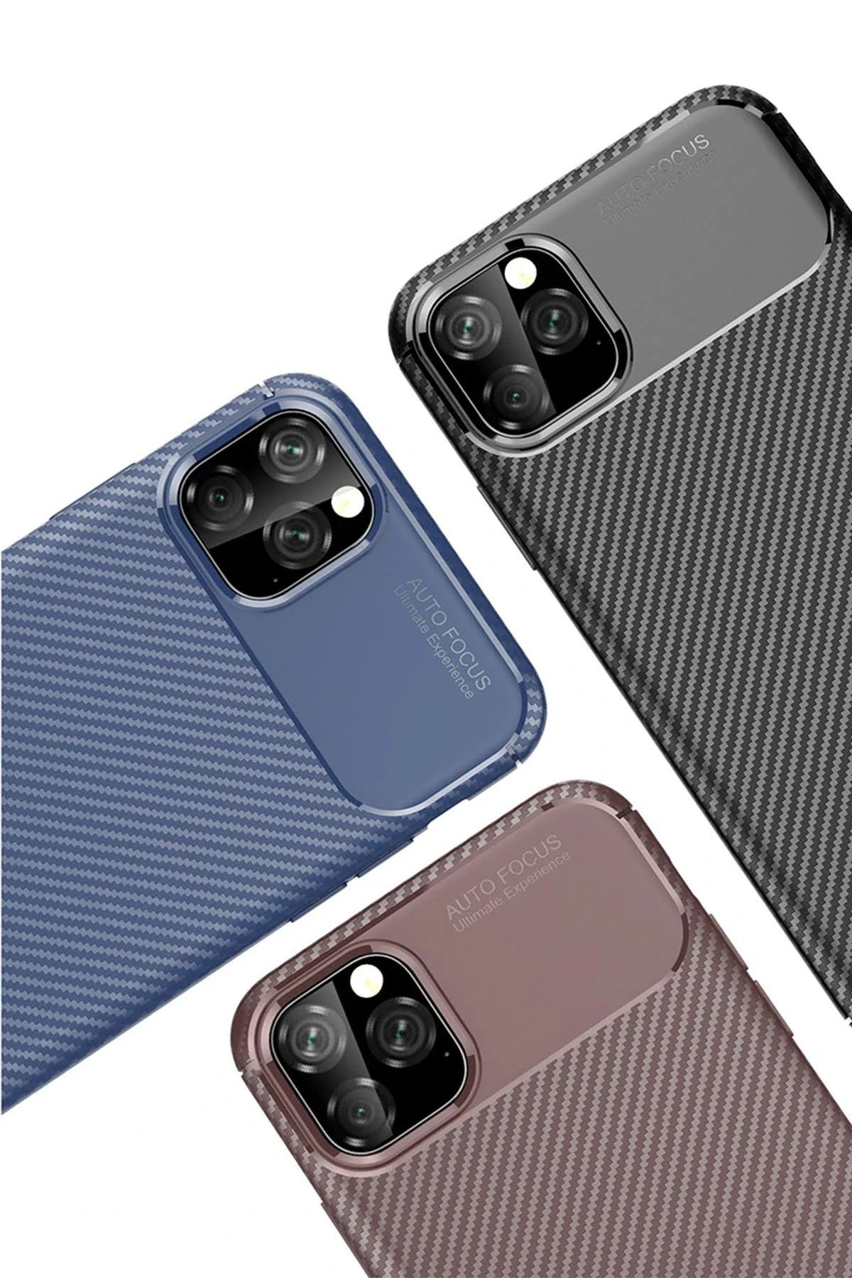 NewFace iPhone 11 Pro Max Kılıf Auto Focus Karbon Kapak - Lacivert SVLRS
