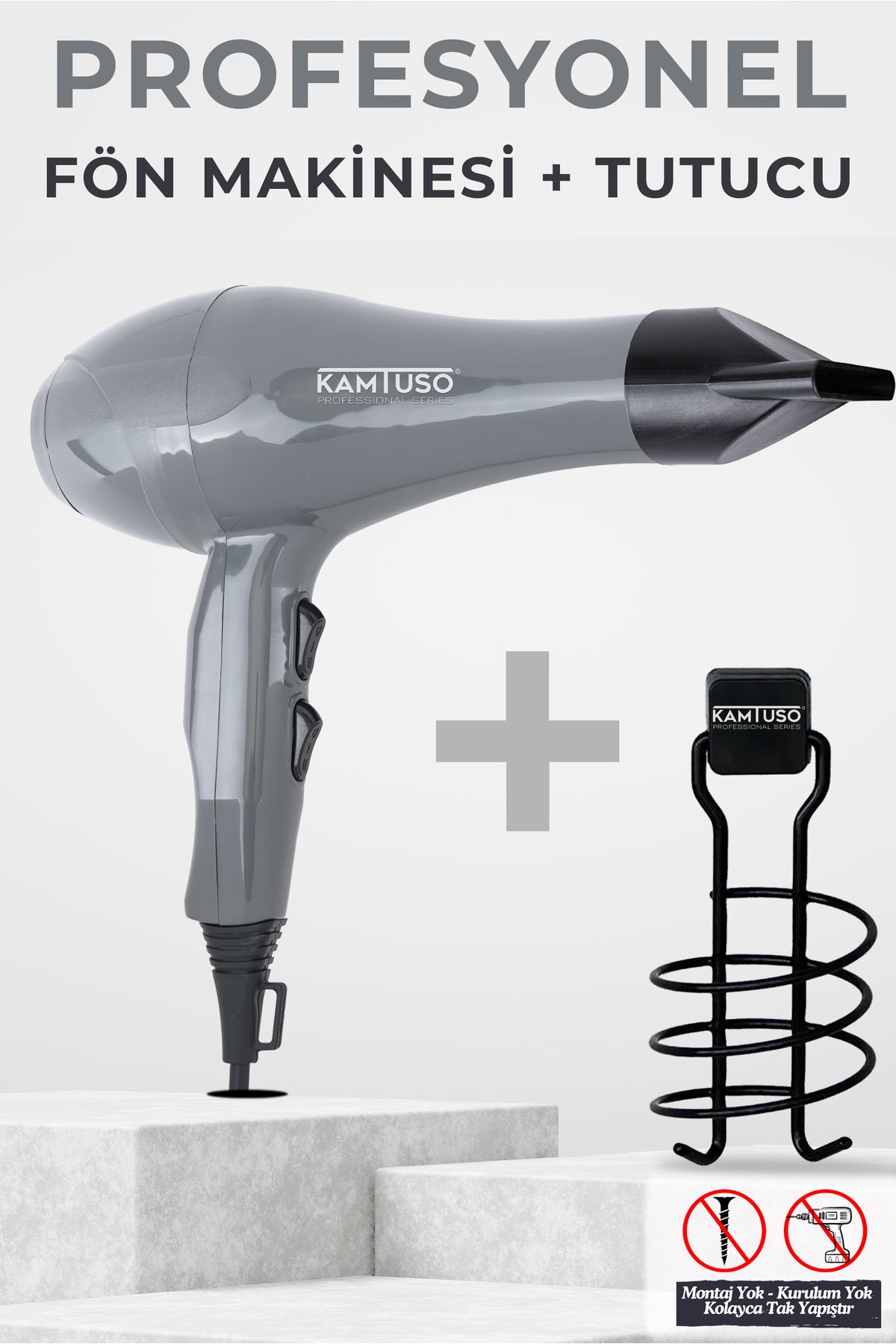 Kamtuso Professional Series iyonik Fön Makinesi + Tutucu 2500W Saç Kurutma Kuaförlerin Tercihi