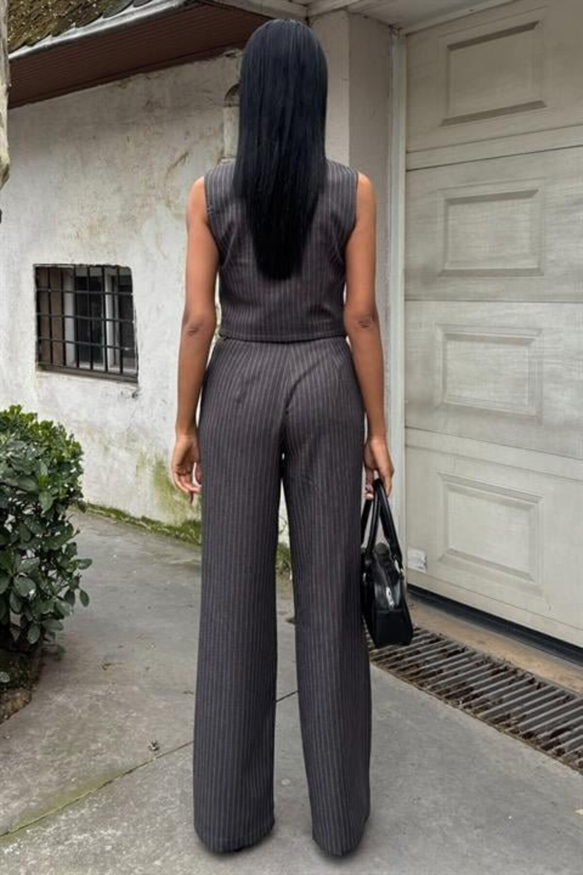 Veronika Mağazacılık-Leyla Art a New Perspective on Art Vest Cross Detail Buttoned Pocket Vest Suit 10150 4