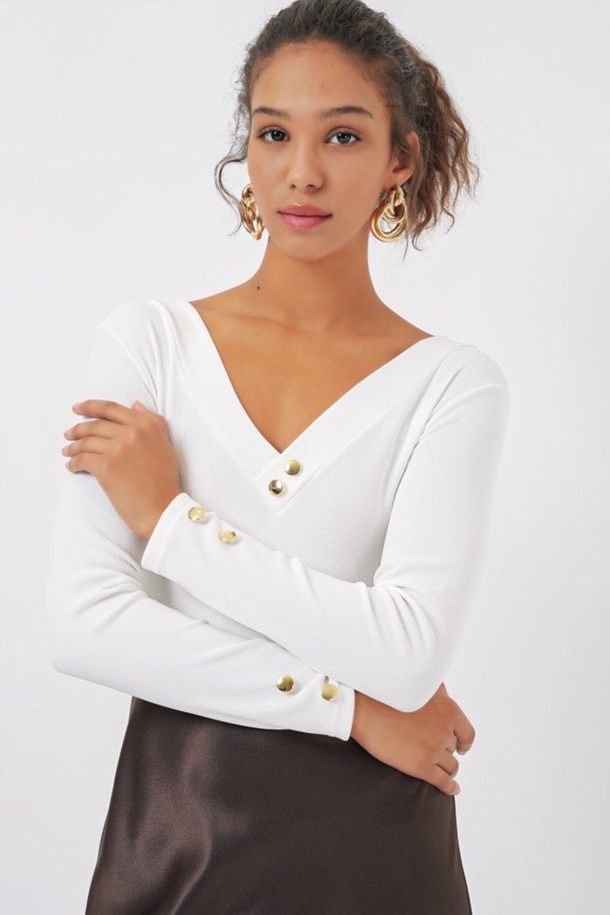 MODA 923 Uzun Kollu Body - Beyaz