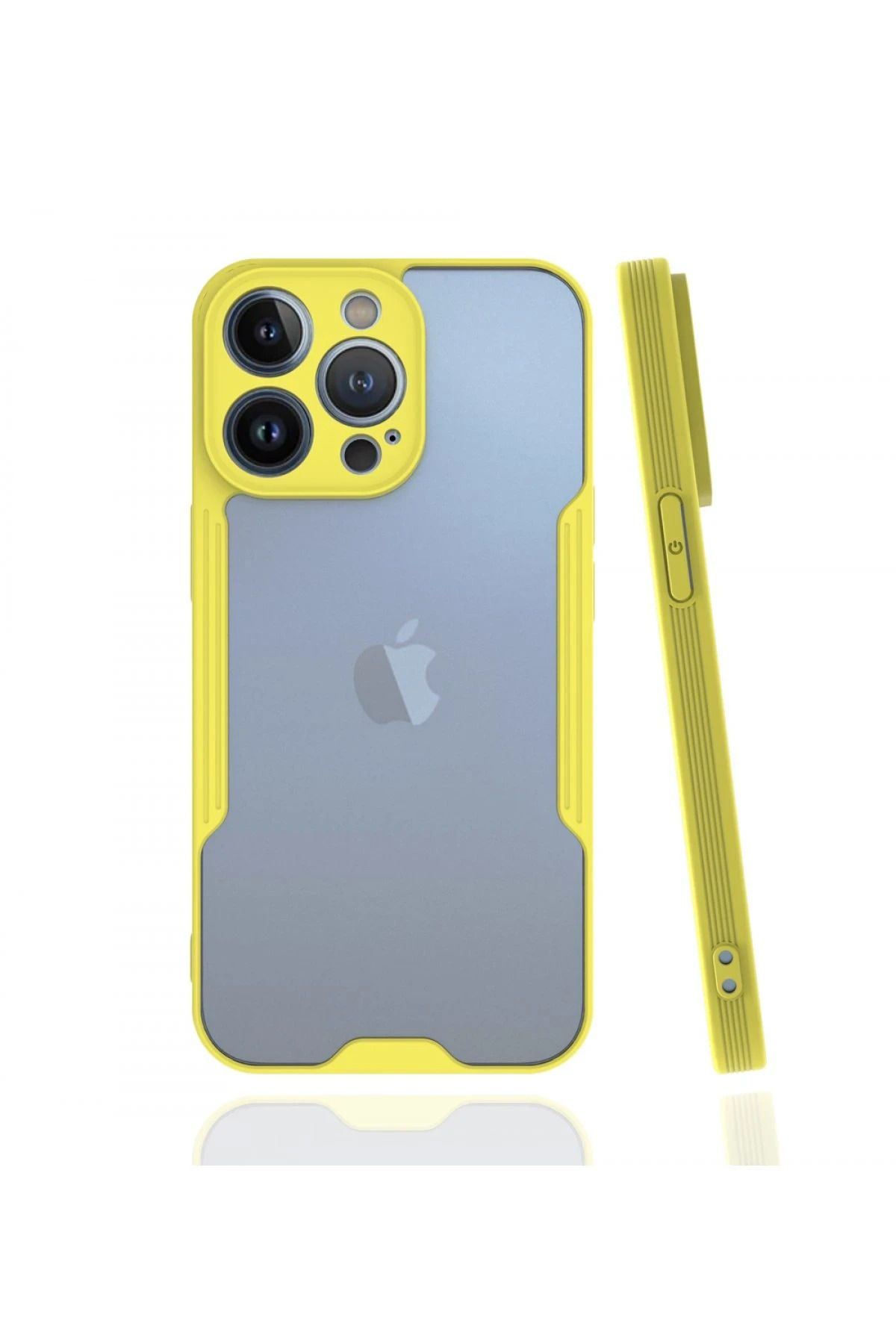 NewFace iPhone 13 Pro Max Kılıf Platin Silikon - Sarı SVLRS