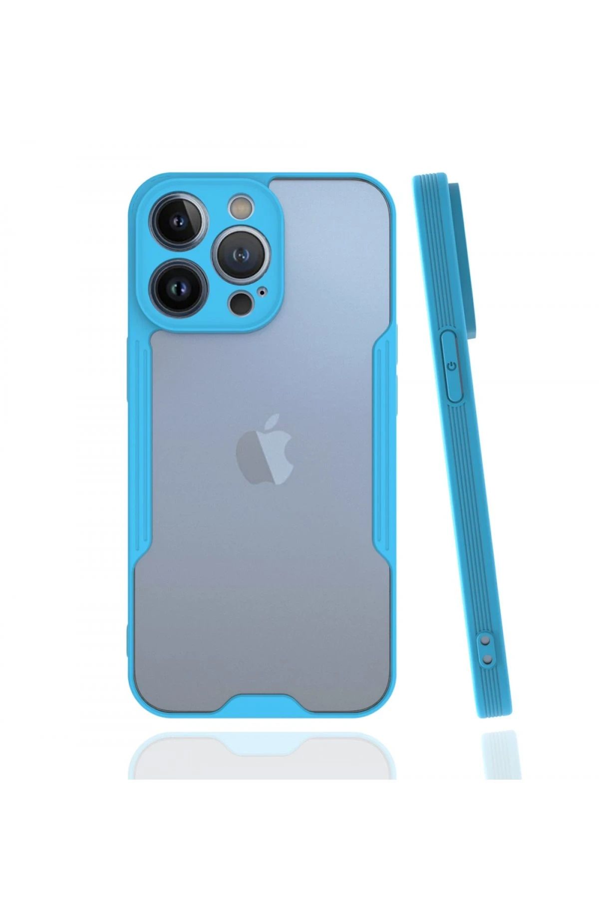 NewFace iPhone 13 Pro Max Kılıf Platin Silikon - Mavi YKTSN