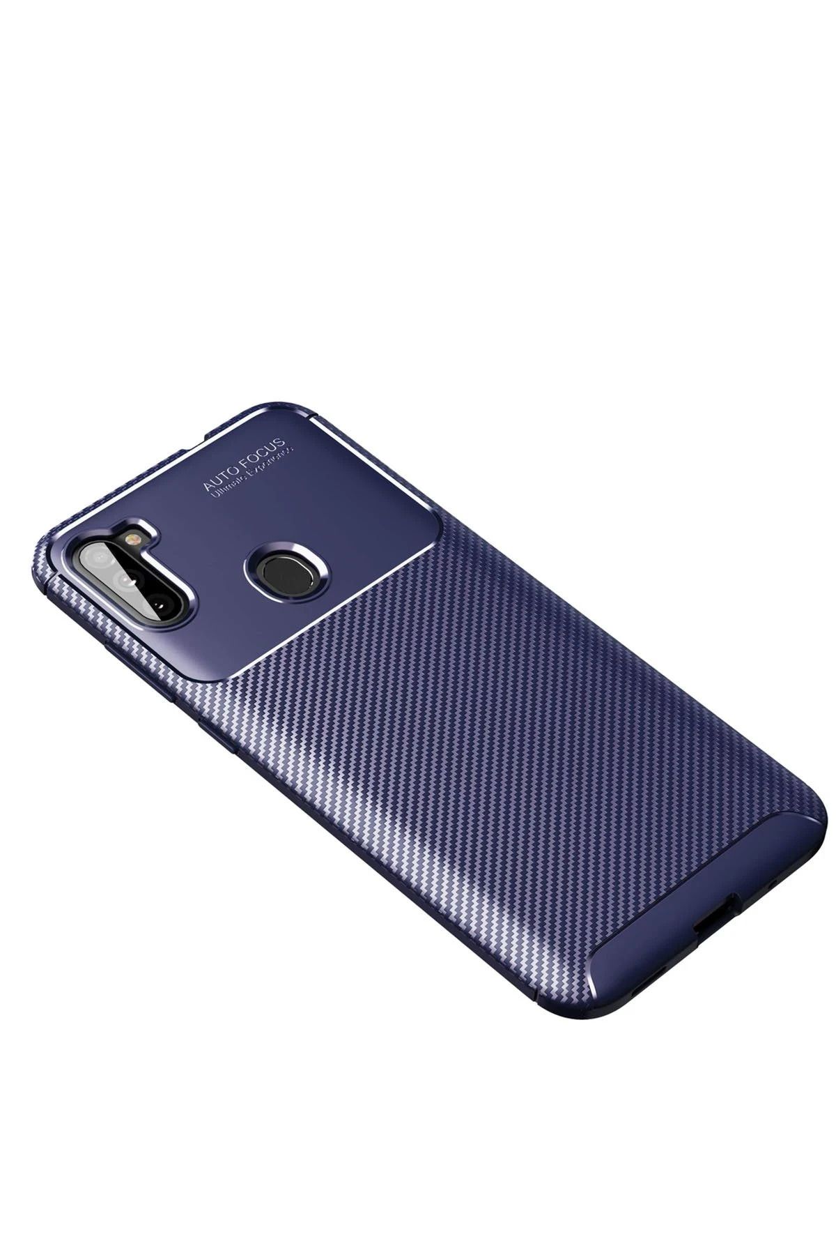 NewFace Samsung Galaxy A11 Kılıf Auto Focus Karbon Kapak - Lacivert SVLRS