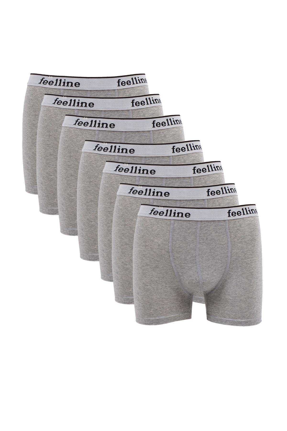 Shop58 7 adet Feelline Gri Pamuklu Doğal Likralı Erkek Boxer