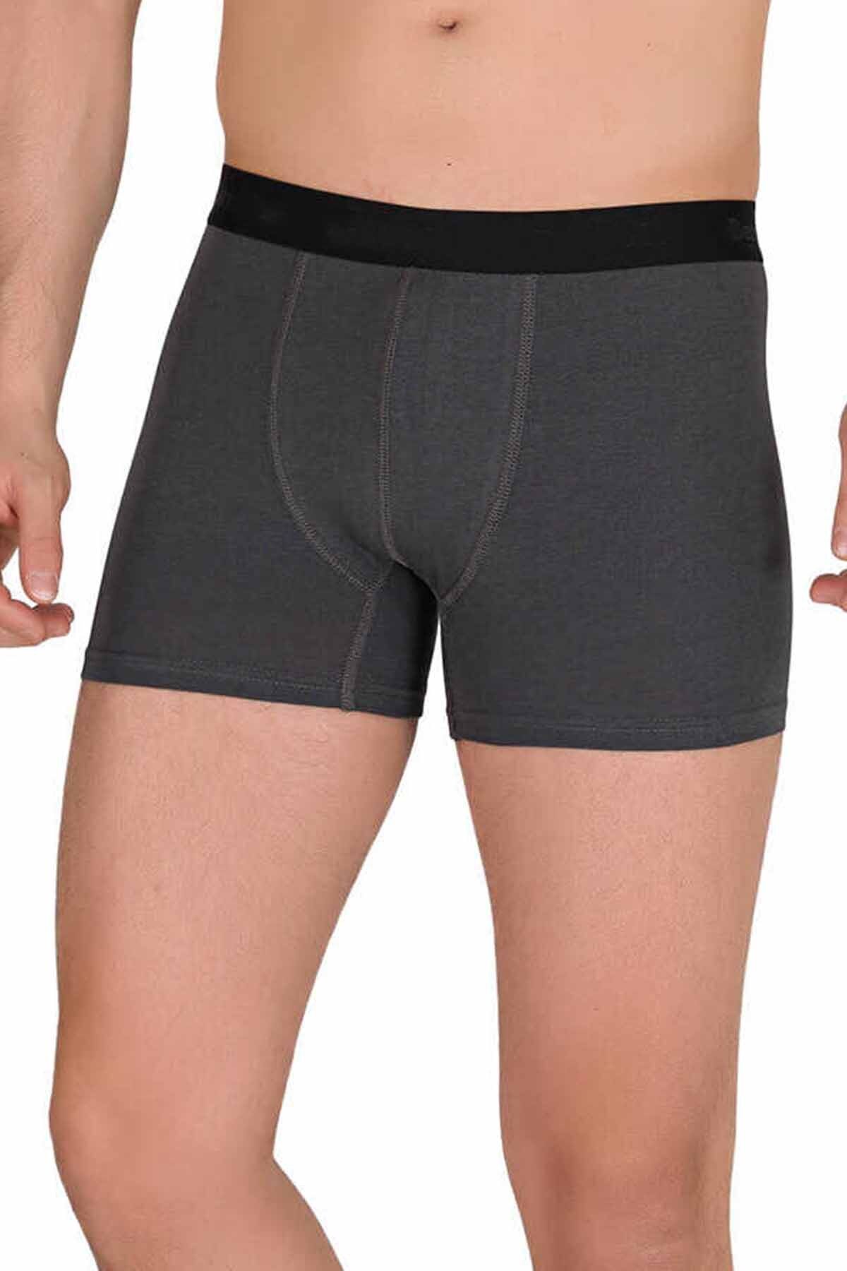 Shop58 Pamuk Modal Likralı Esnek Erkek Boxer Füme 4476B