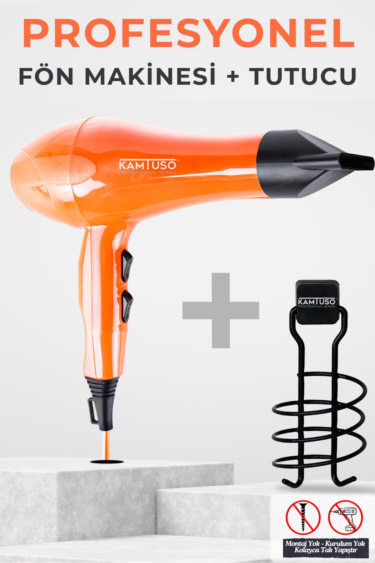 Kamtuso Professional Series iyonik Fön Makinesi + Tutucu 2500W Saç Kurutma Kuaförlerin Tercihi