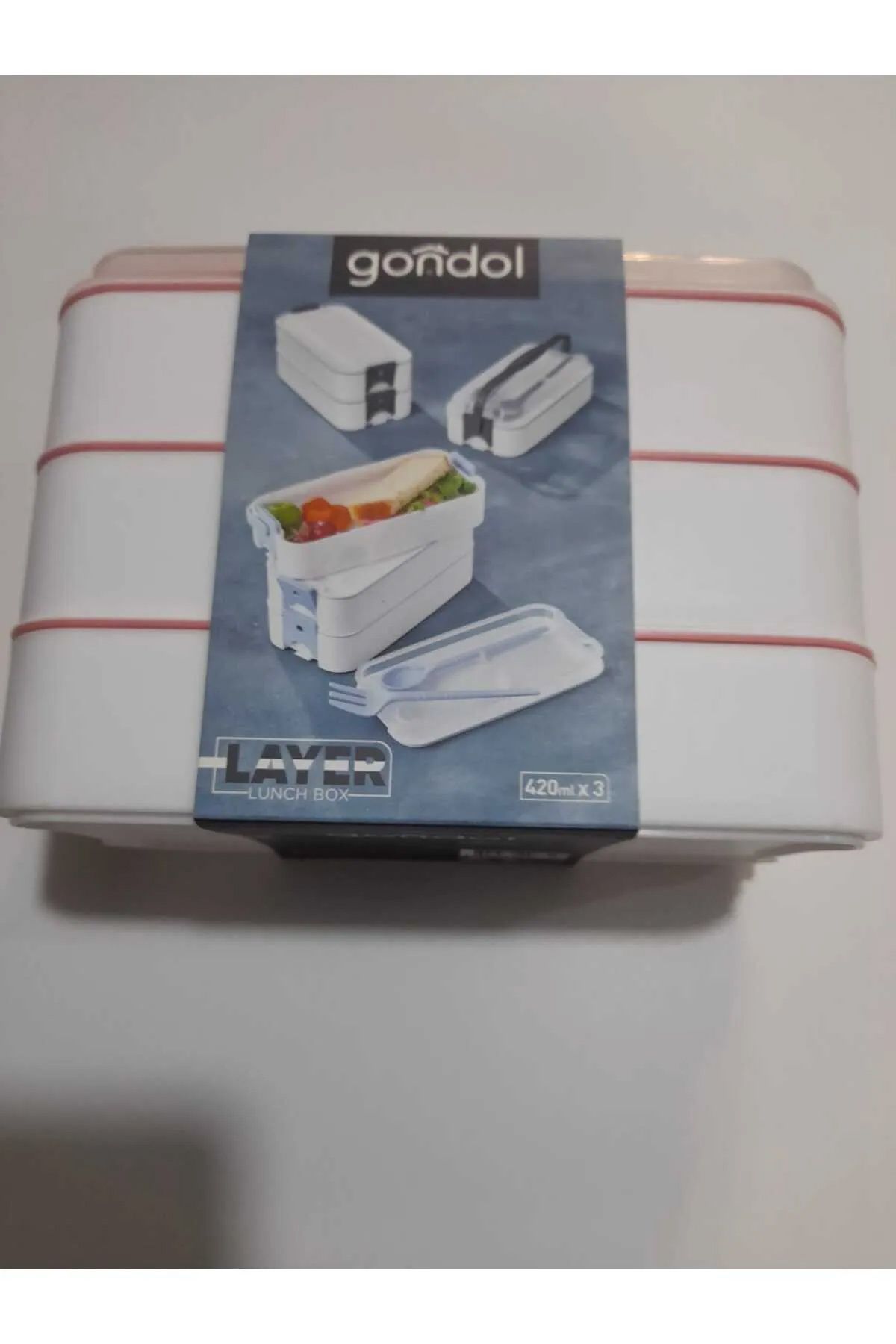 Shop58 3 Katlı Beslenme Kabı Çatal Kaşık İçerisinde