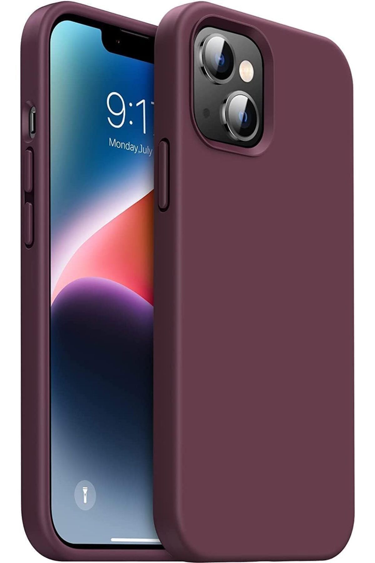 ÇAĞUR iphone 14 (6.1) inç Uyumlu İçi Kadife Lansman Silikon Kılıf Şok Emici Full Kasa